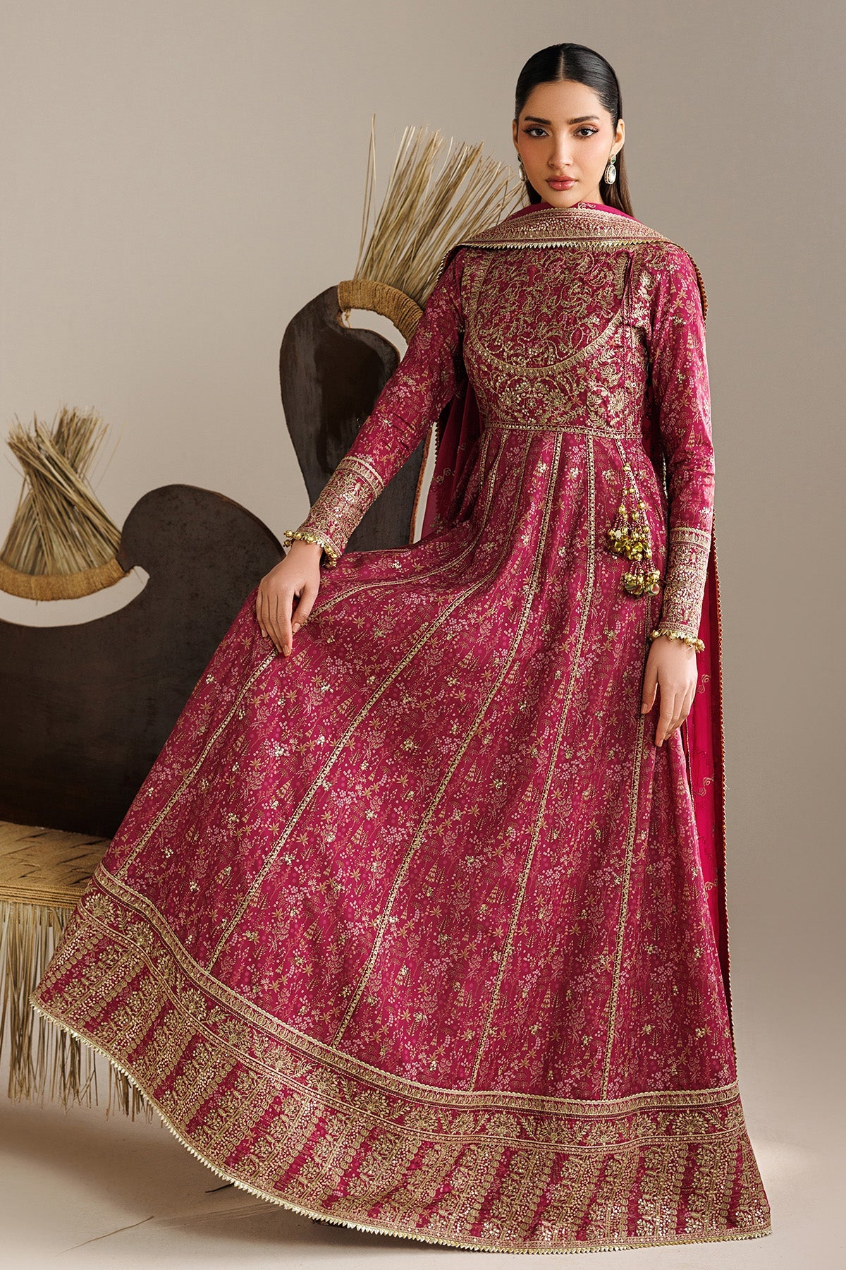 EMBROIDERED RAW SILK UR-7084