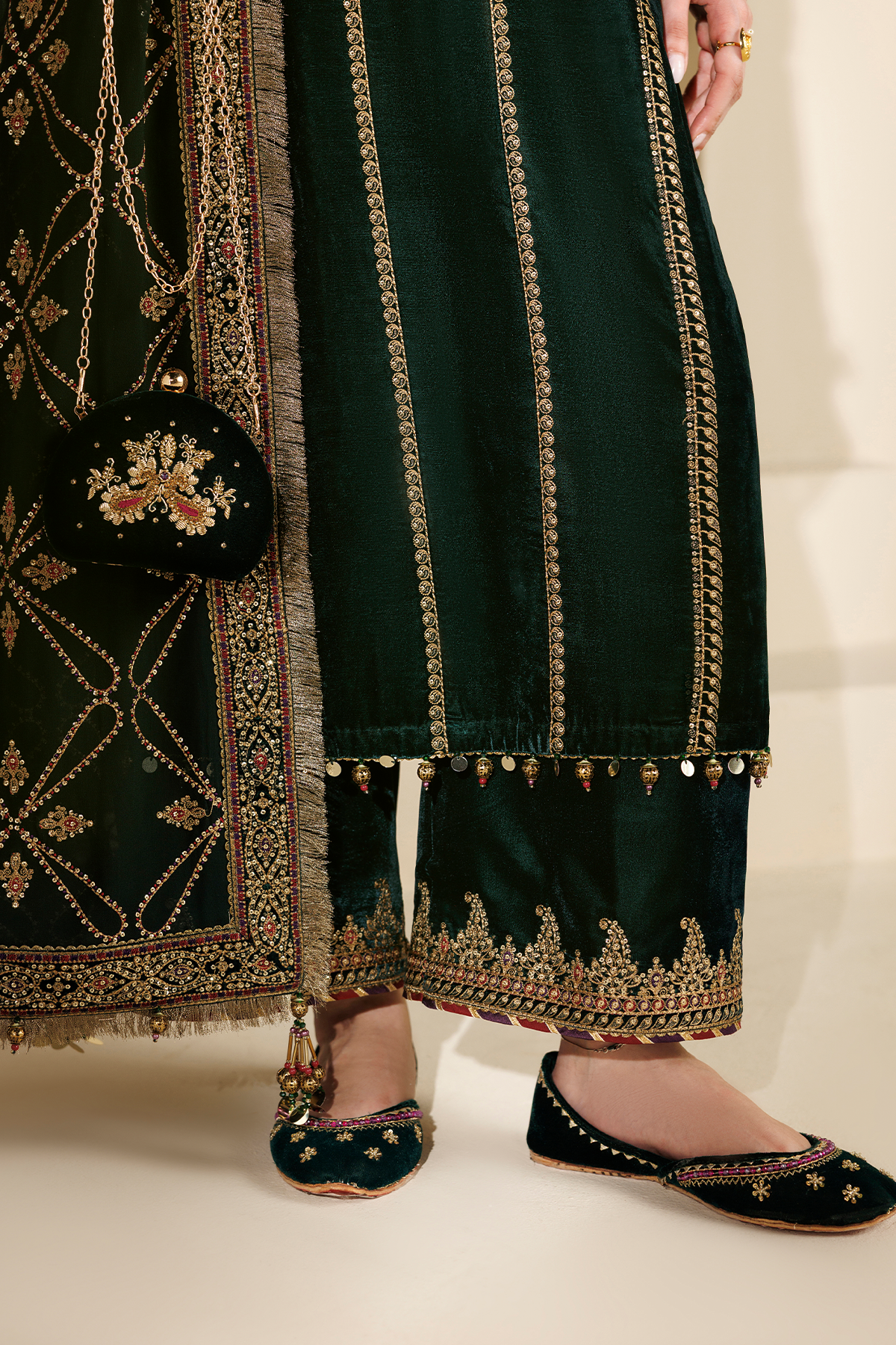Embroidered Velvet Clutch D-07