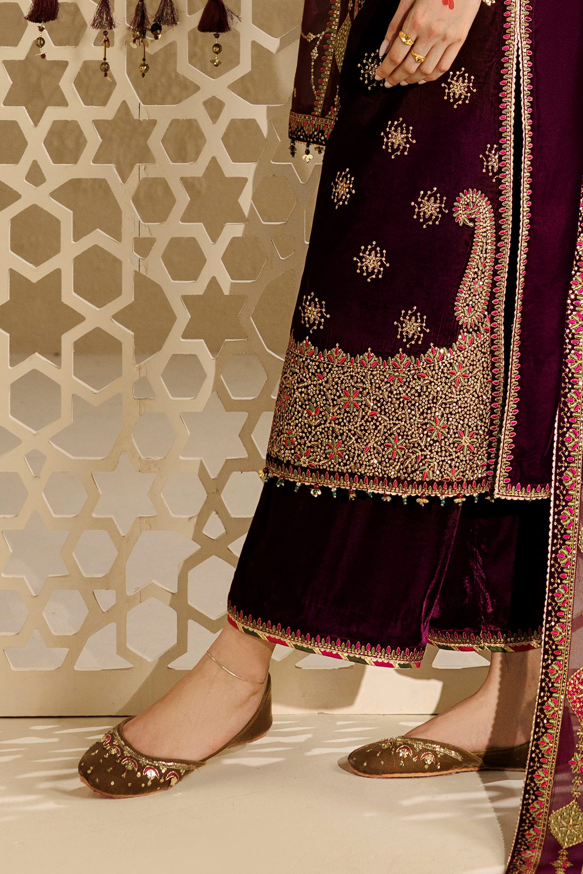 Embroidered Velvet Khussa D-18