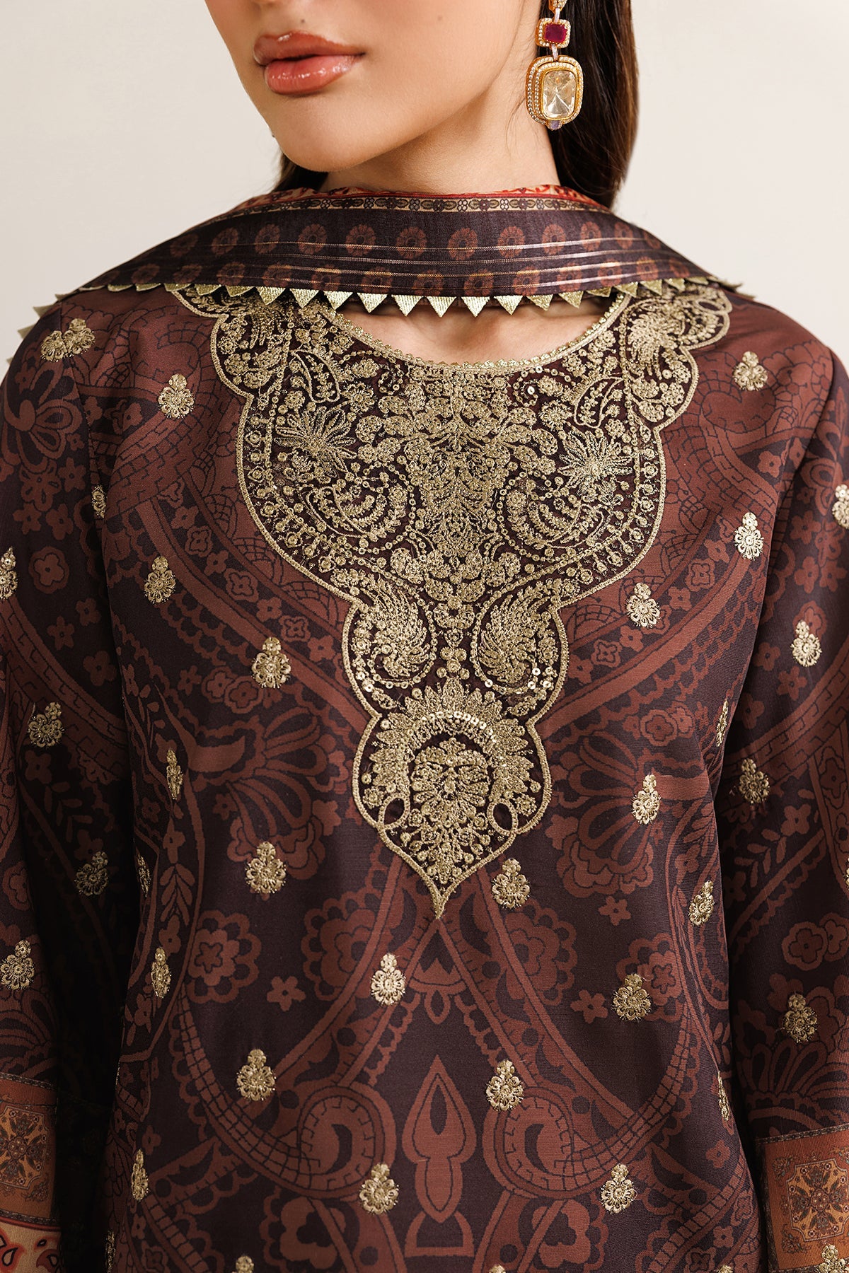 EMBROIDERED RAW SILK UR-7090