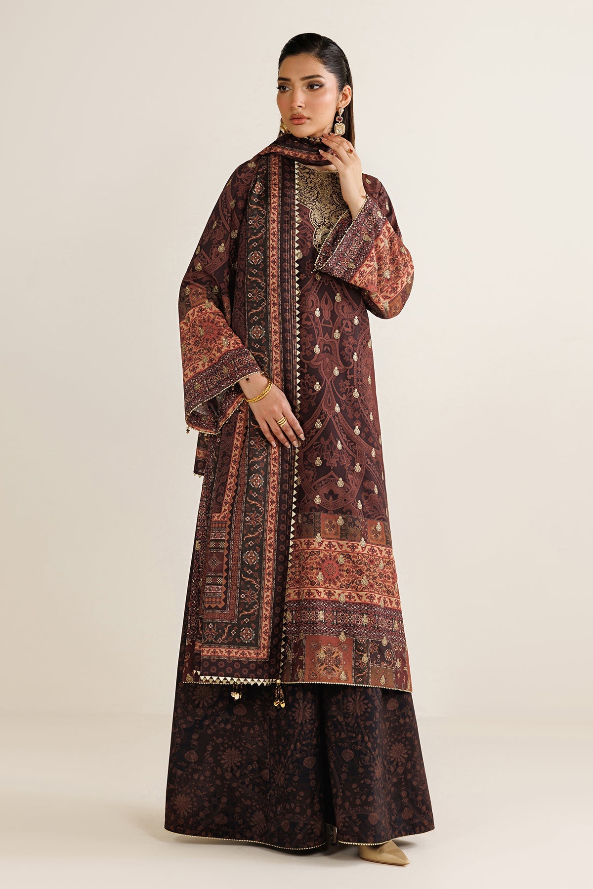 EMBROIDERED RAW SILK UR-7090
