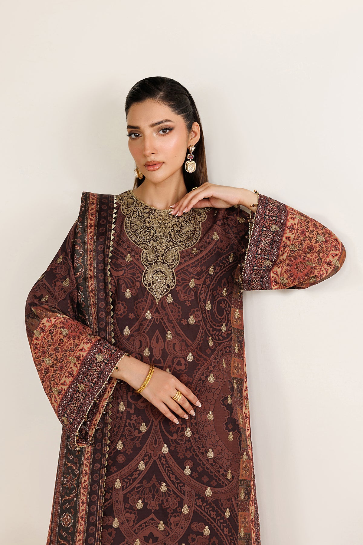EMBROIDERED RAW SILK UR-7090