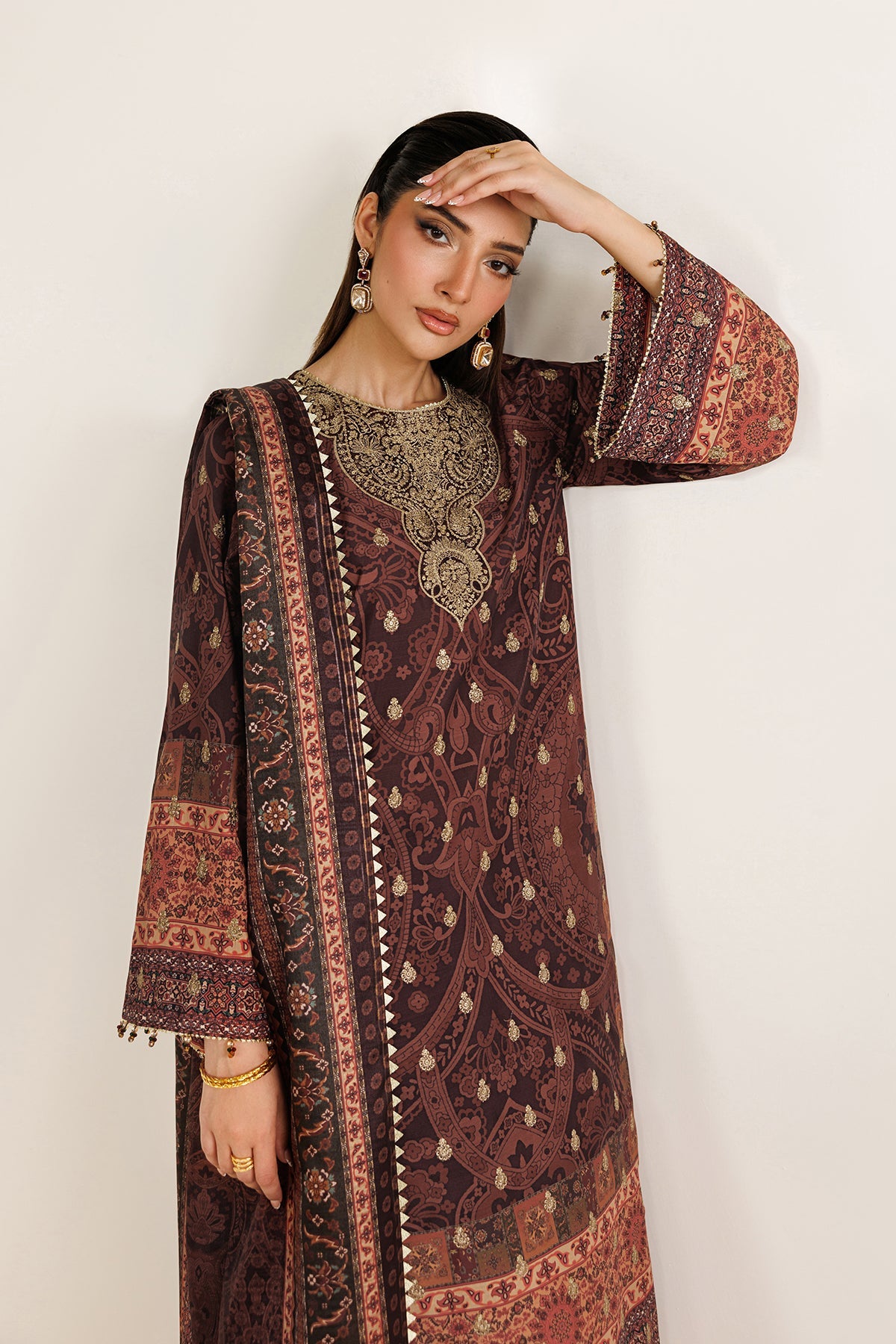EMBROIDERED RAW SILK UR-7090