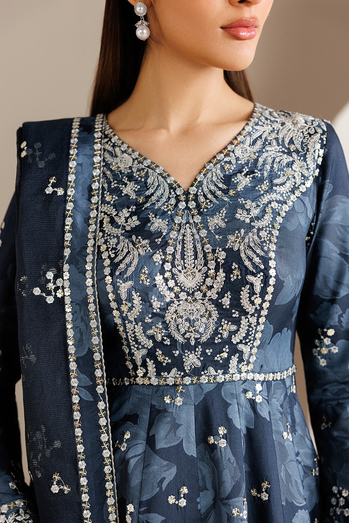 EMBROIDERED RAW SILK UR-7086