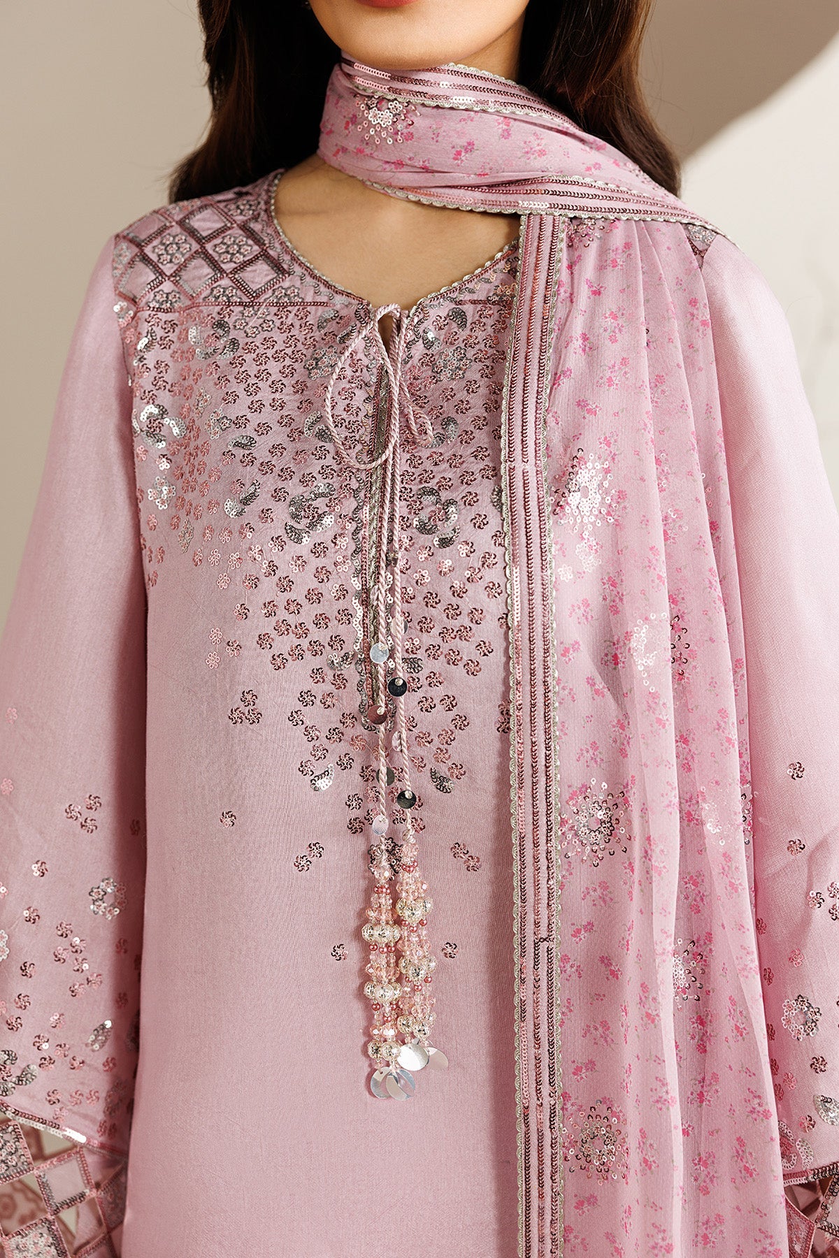 EMBROIDERED RAW SILK UR-7082