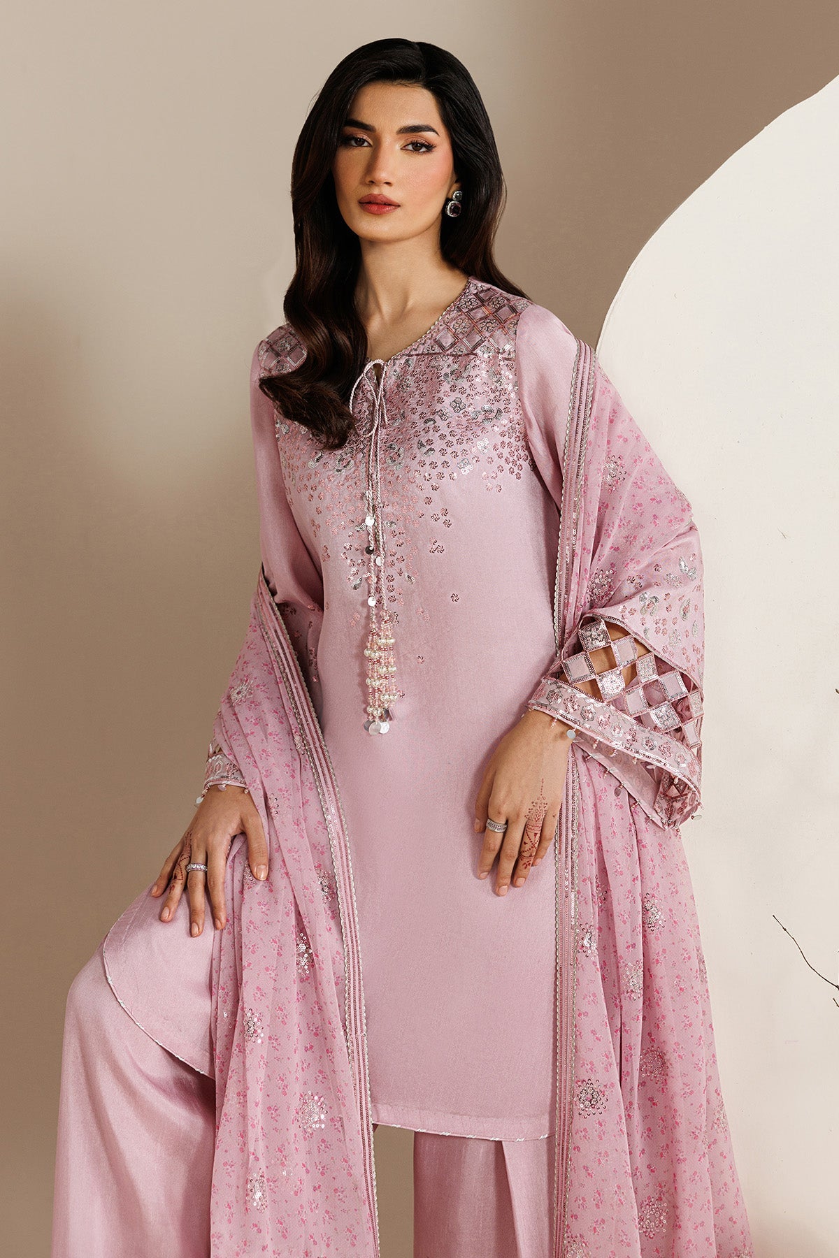 EMBROIDERED RAW SILK UR-7082