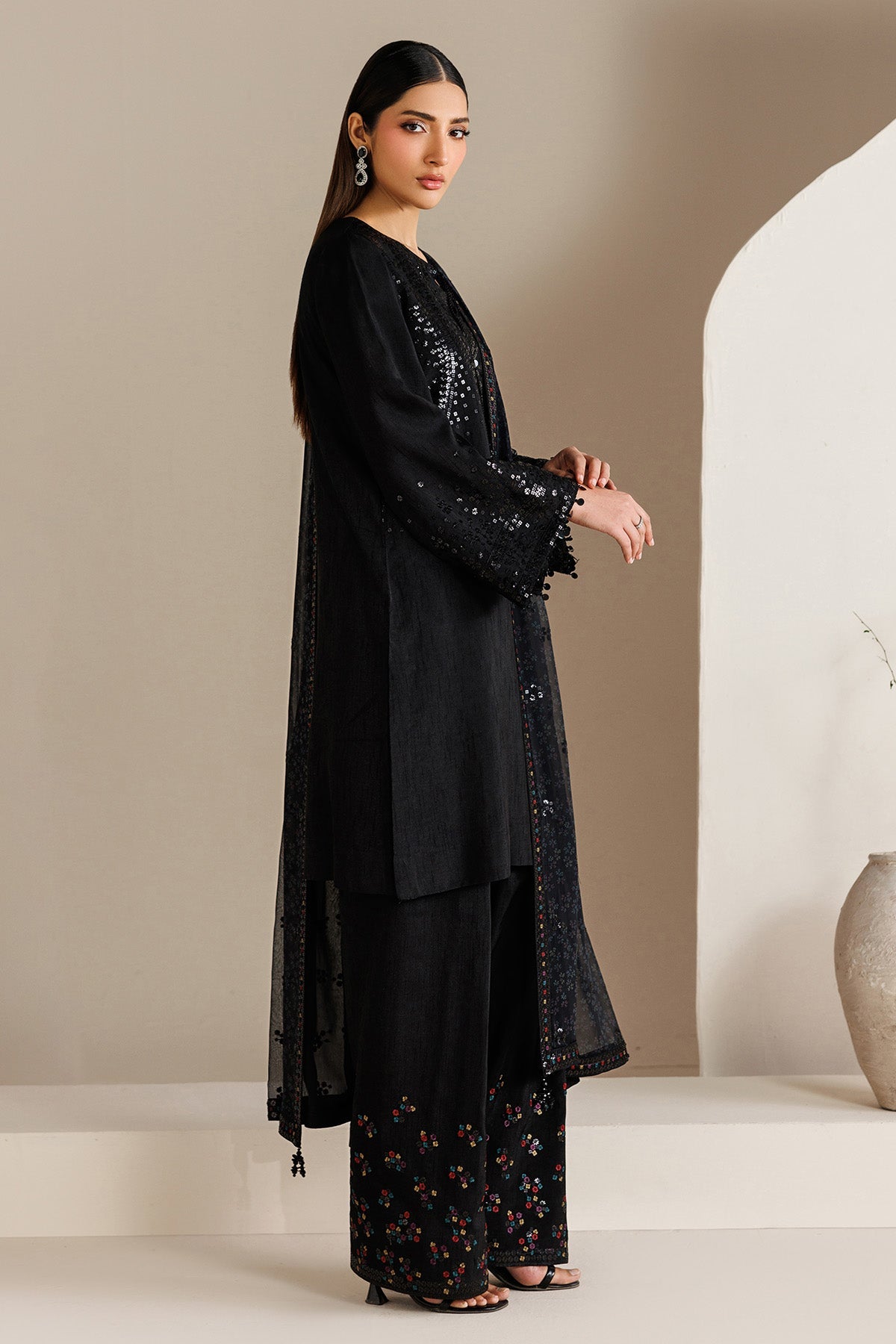 EMBROIDERED RAW SILK UR-7081
