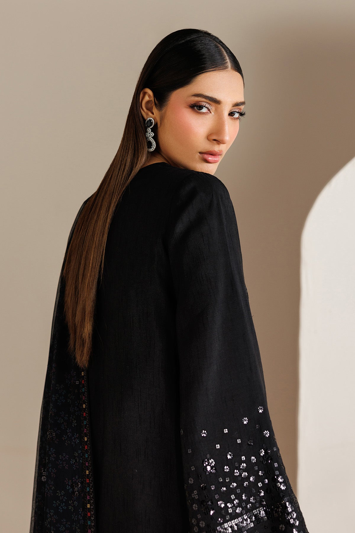 EMBROIDERED RAW SILK UR-7081