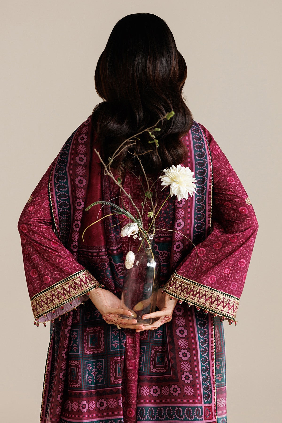 EMBROIDERED RAW SILK UR-7074