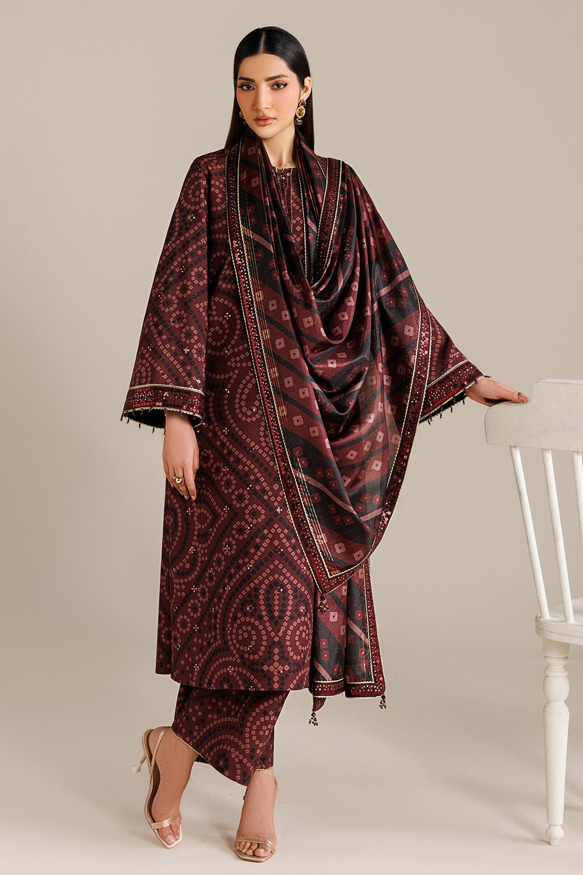 EMBROIDERED RAW SILK UR-7079