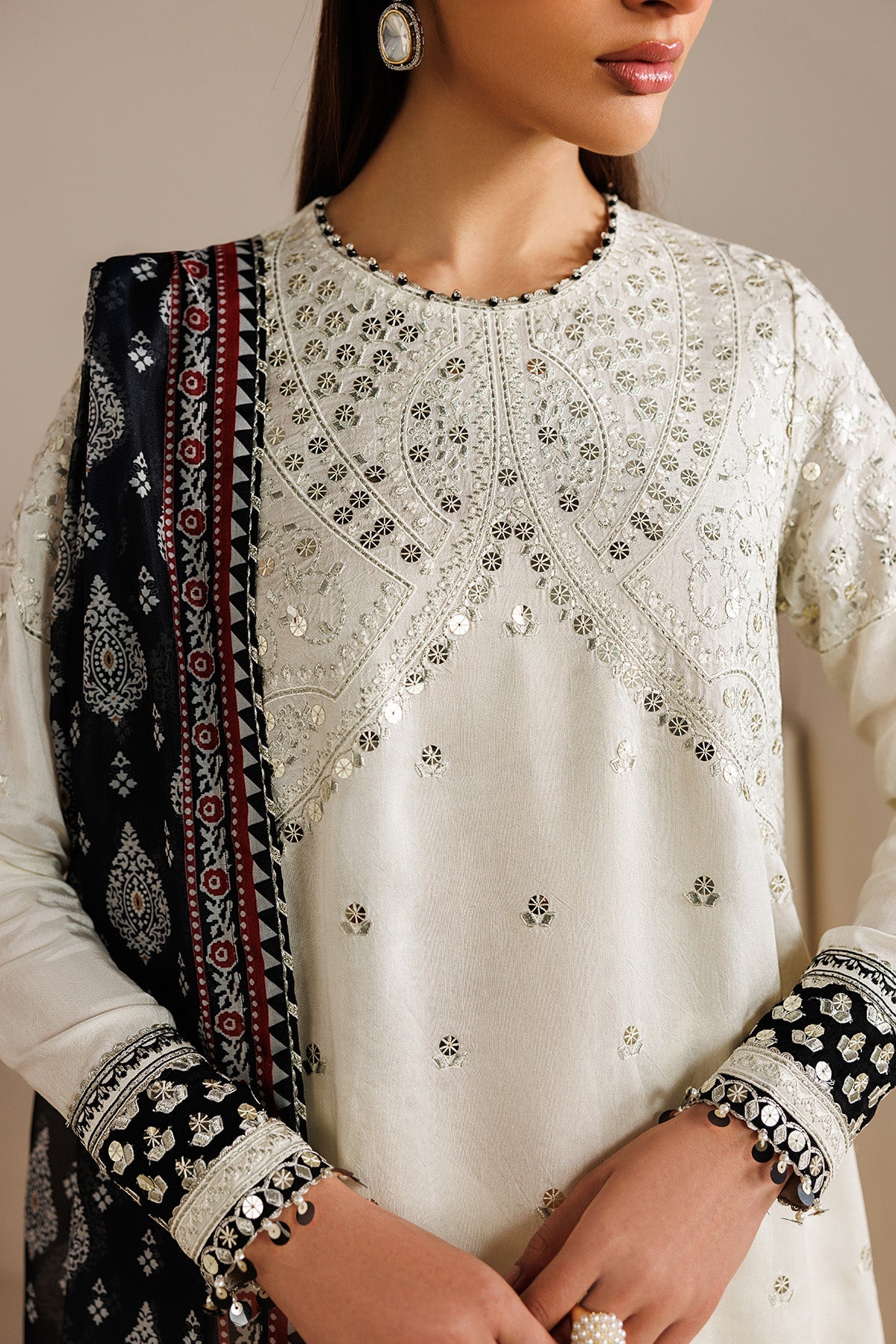 EMBROIDERED RAW SILK UR-7080