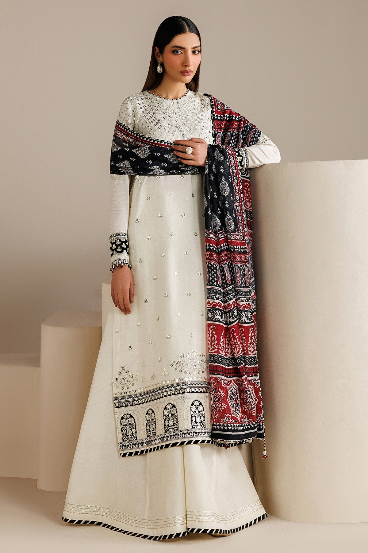 EMBROIDERED RAW SILK UR-7080