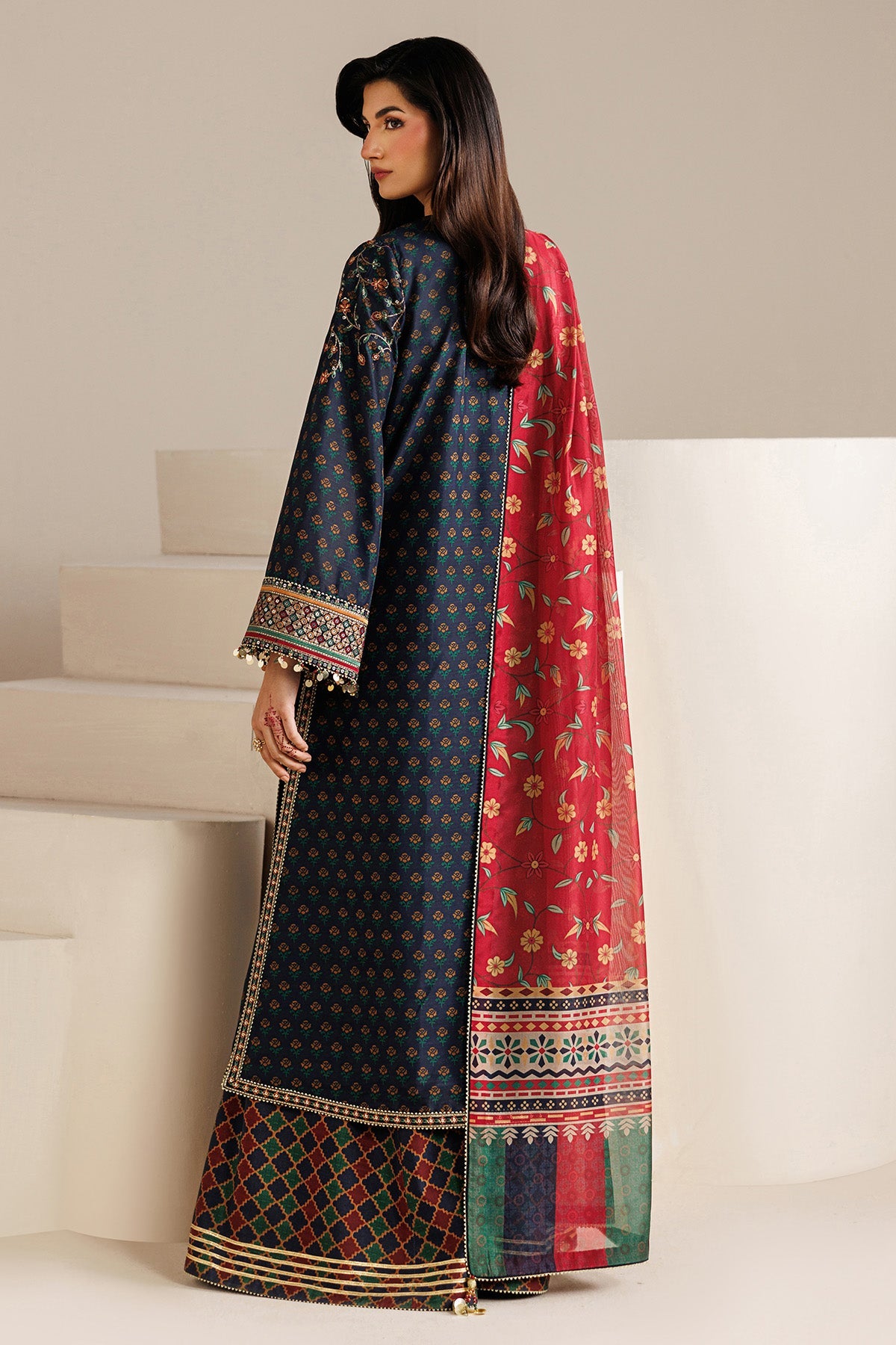 EMBROIDERED RAW SILK UR-7075