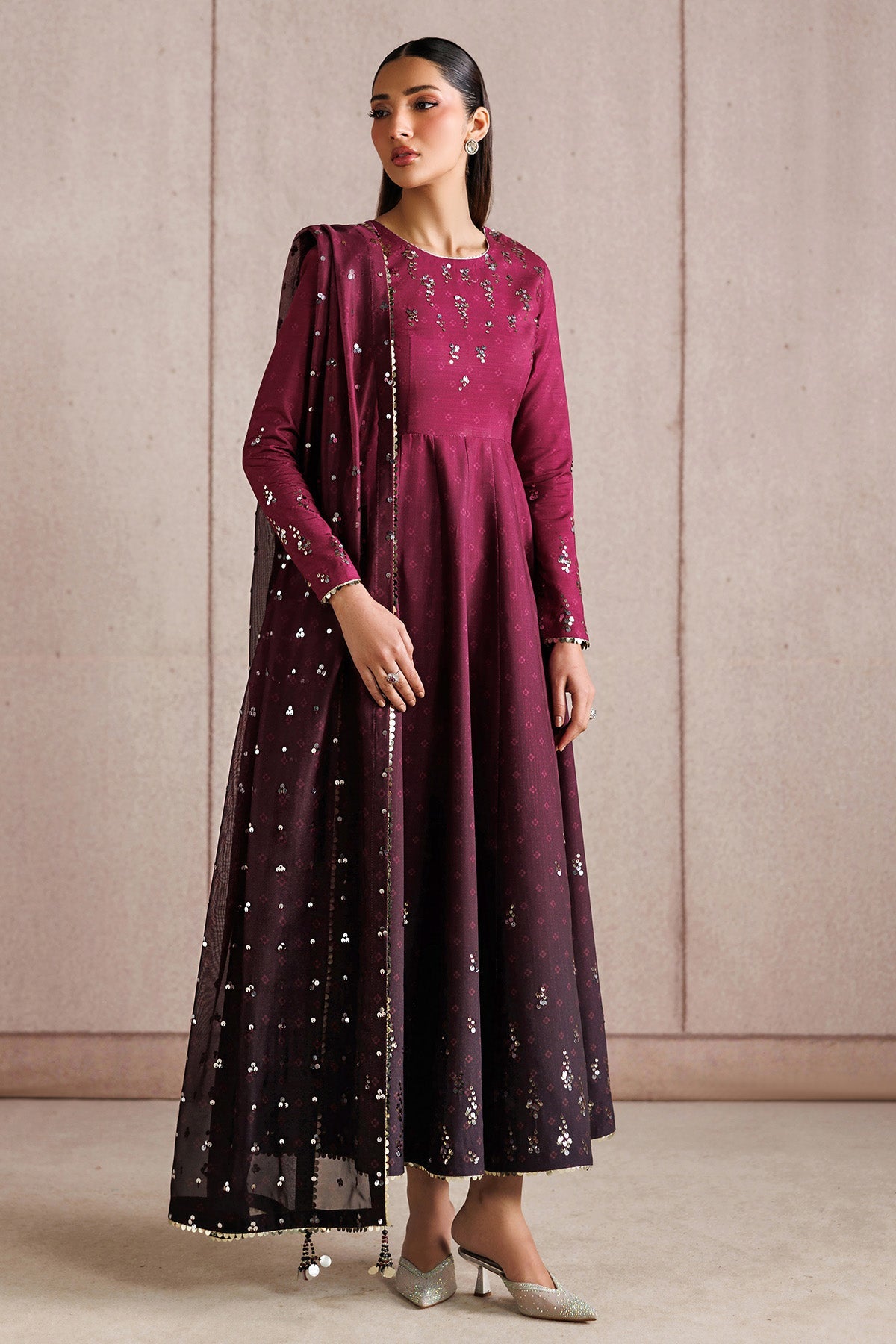 EMBROIDERED RAW SILK UR-7073