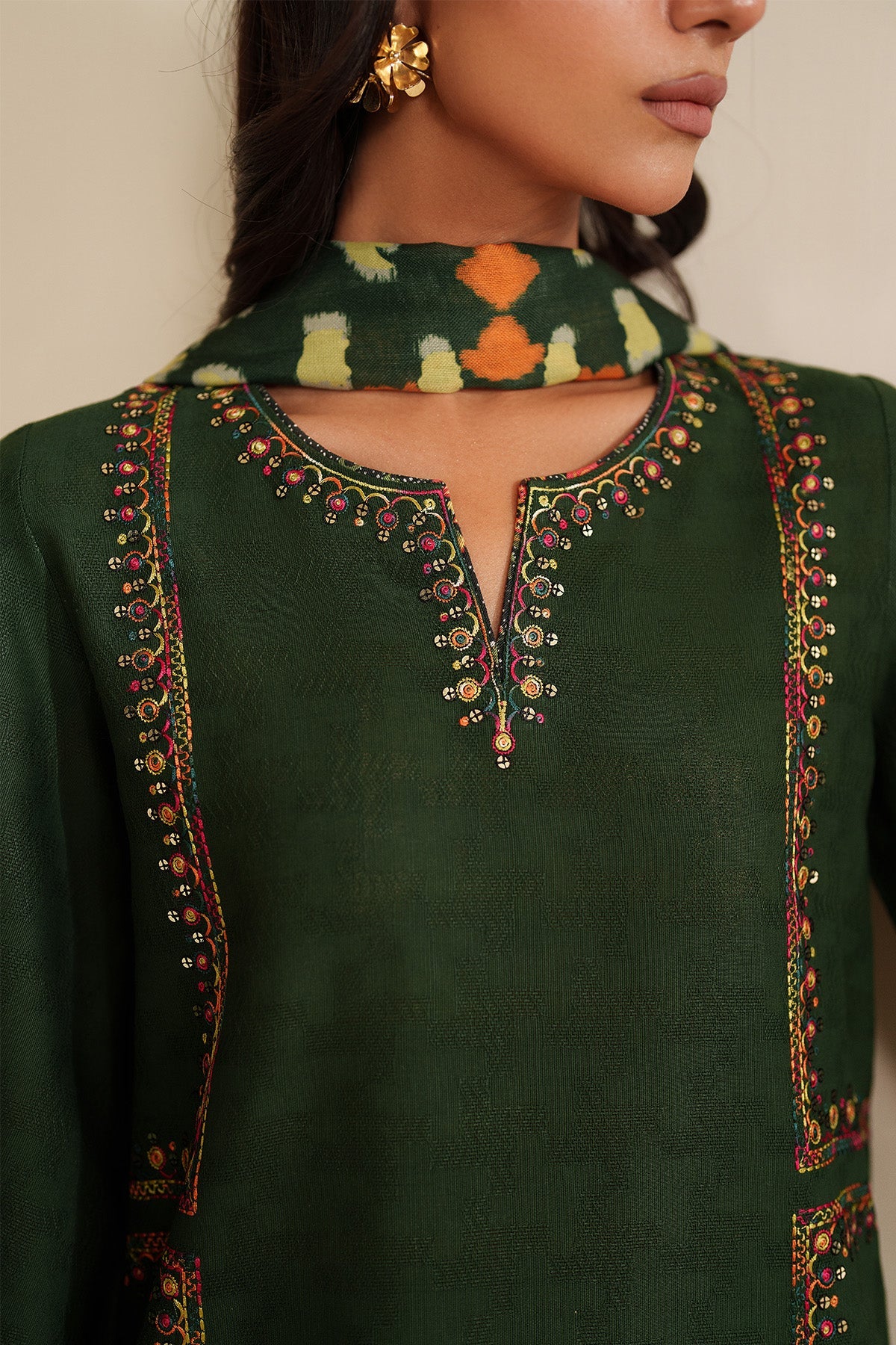 EMBROIDERED JACQUARD KHADDAR UW-0212