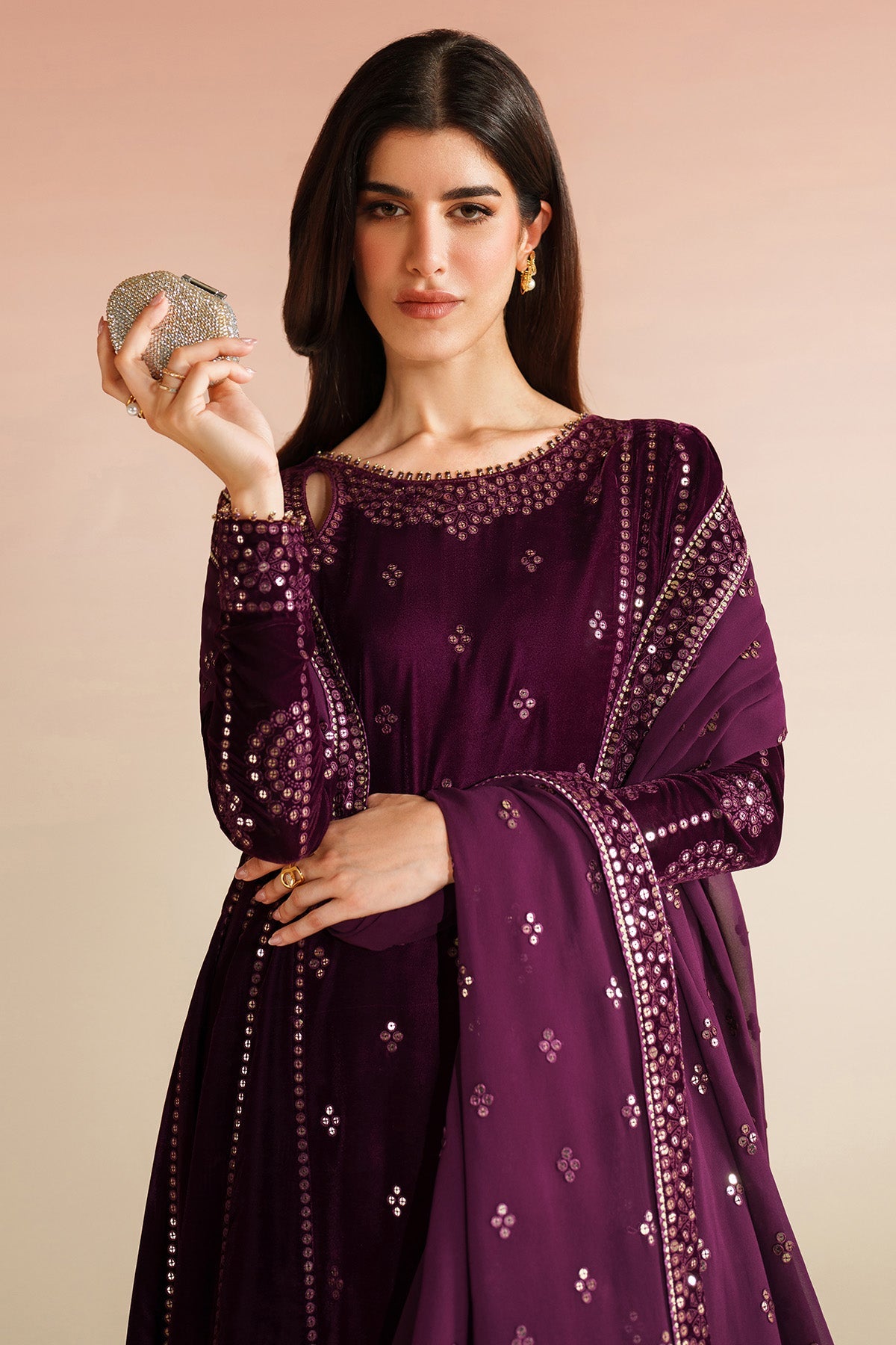 Embroidered Velvet Formal VVF25-D01