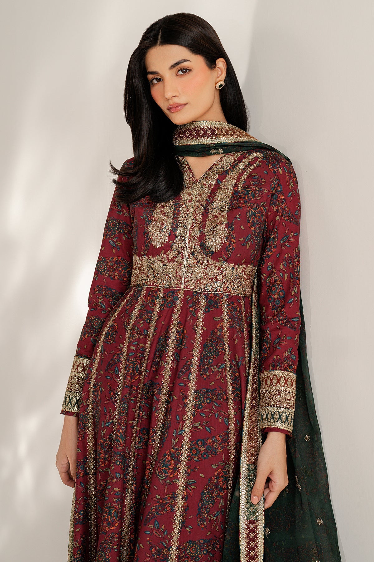 Embroidered Raw Silk UR-7055