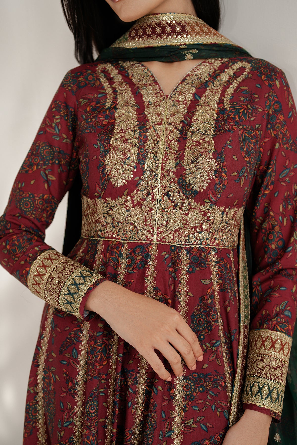 Embroidered Raw Silk UR-7055
