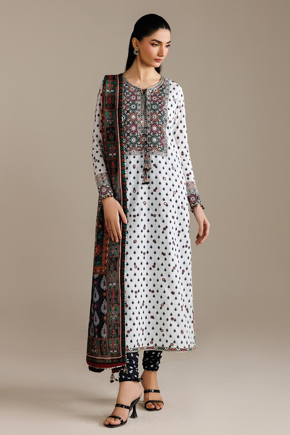 EMBROIDERED RAW SILK UR-7077