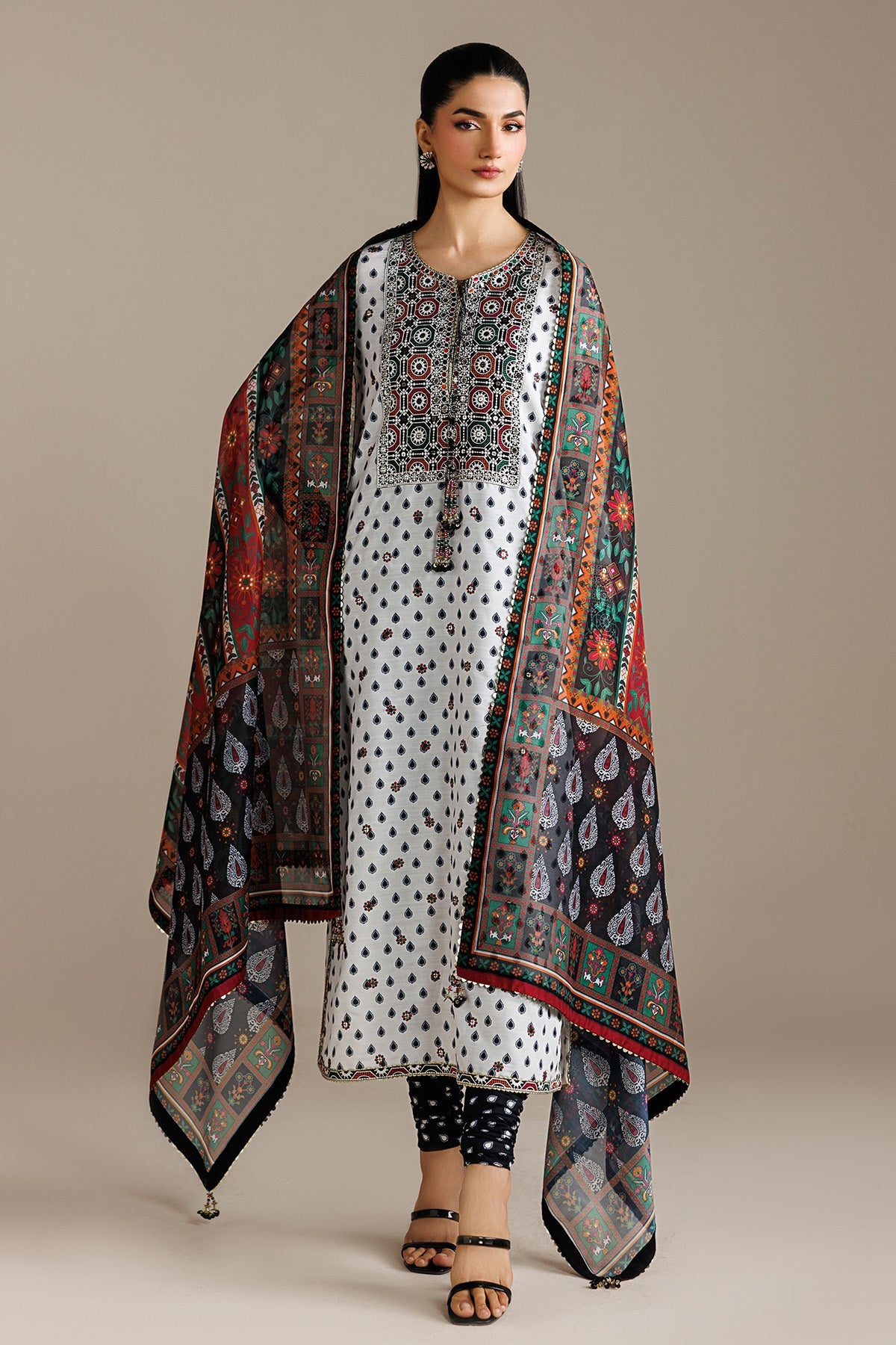 EMBROIDERED RAW SILK UR-7077