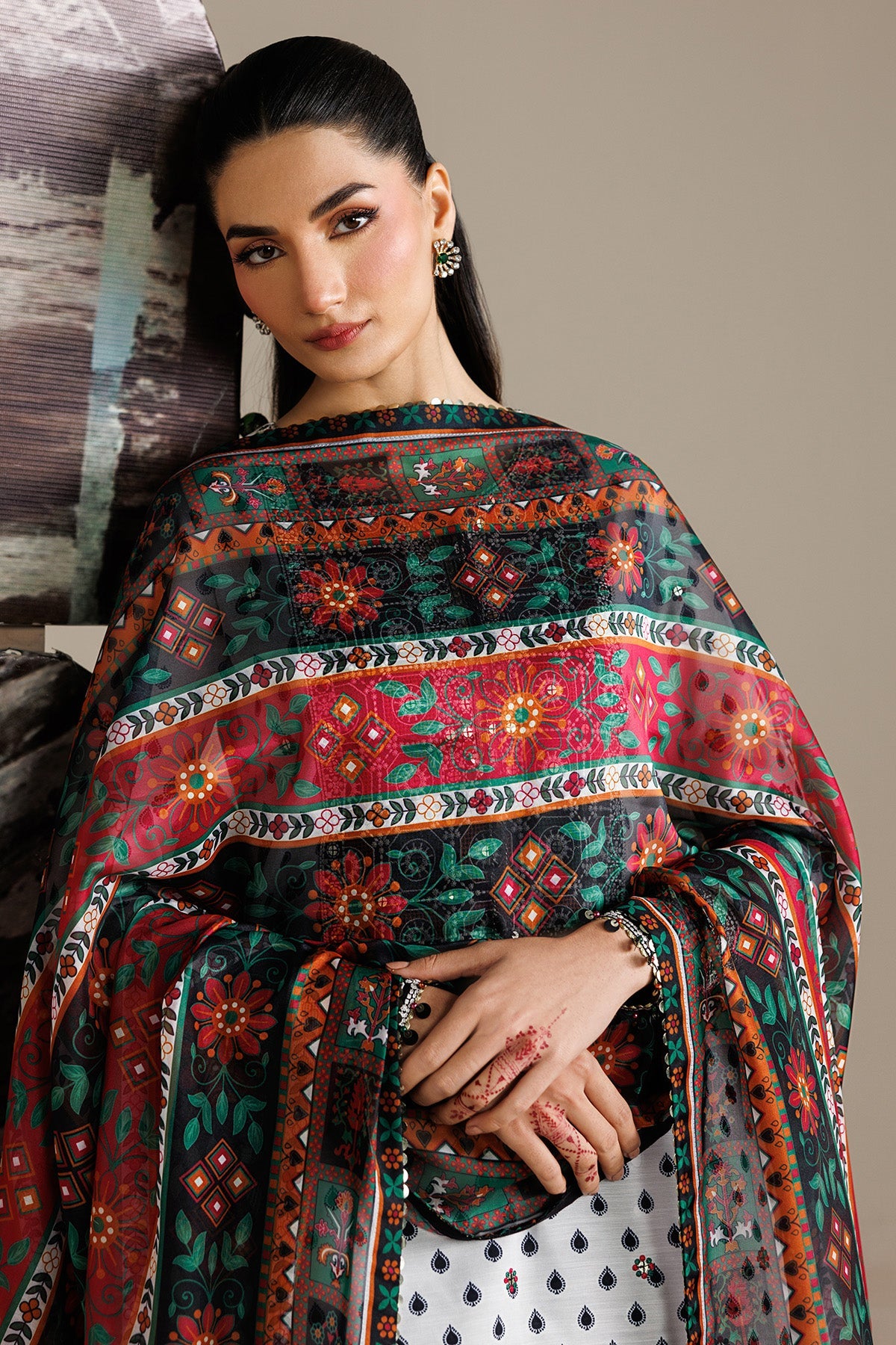 EMBROIDERED RAW SILK UR-7077