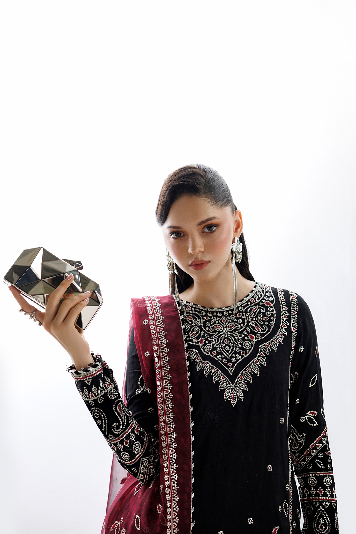 EMBROIDERED RAW SILK UR-7091