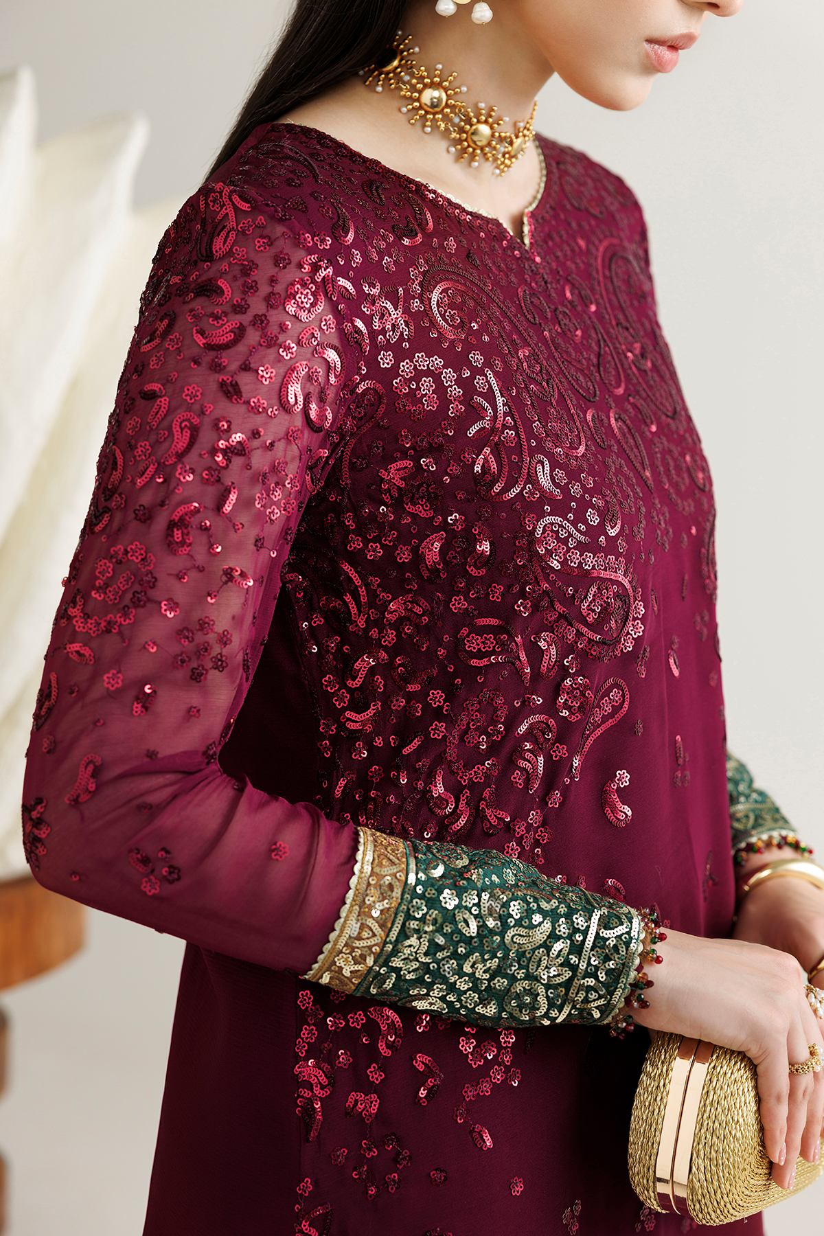 EMBROIDERED CHIFFON UC-3137
