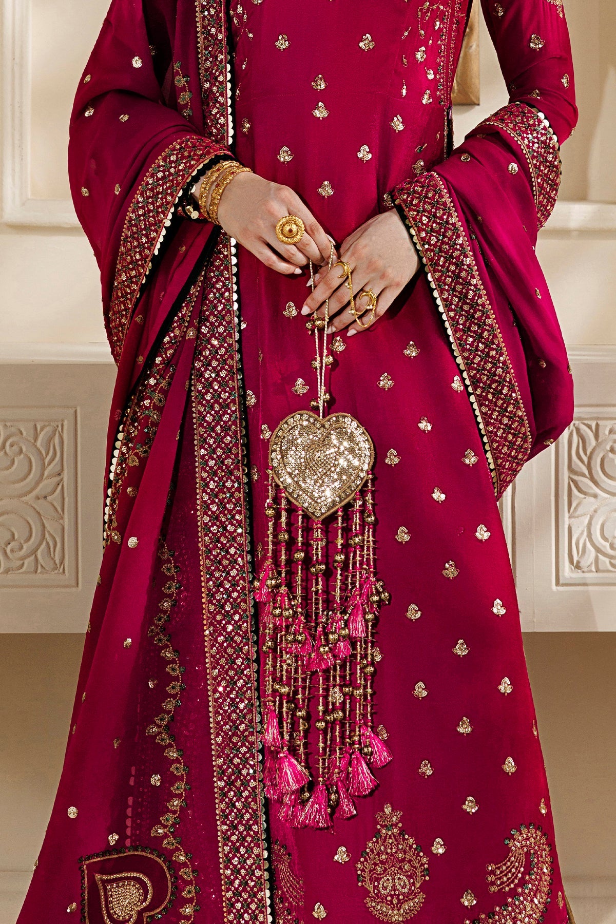 Embroidered Velvet Embellished Bag D-06