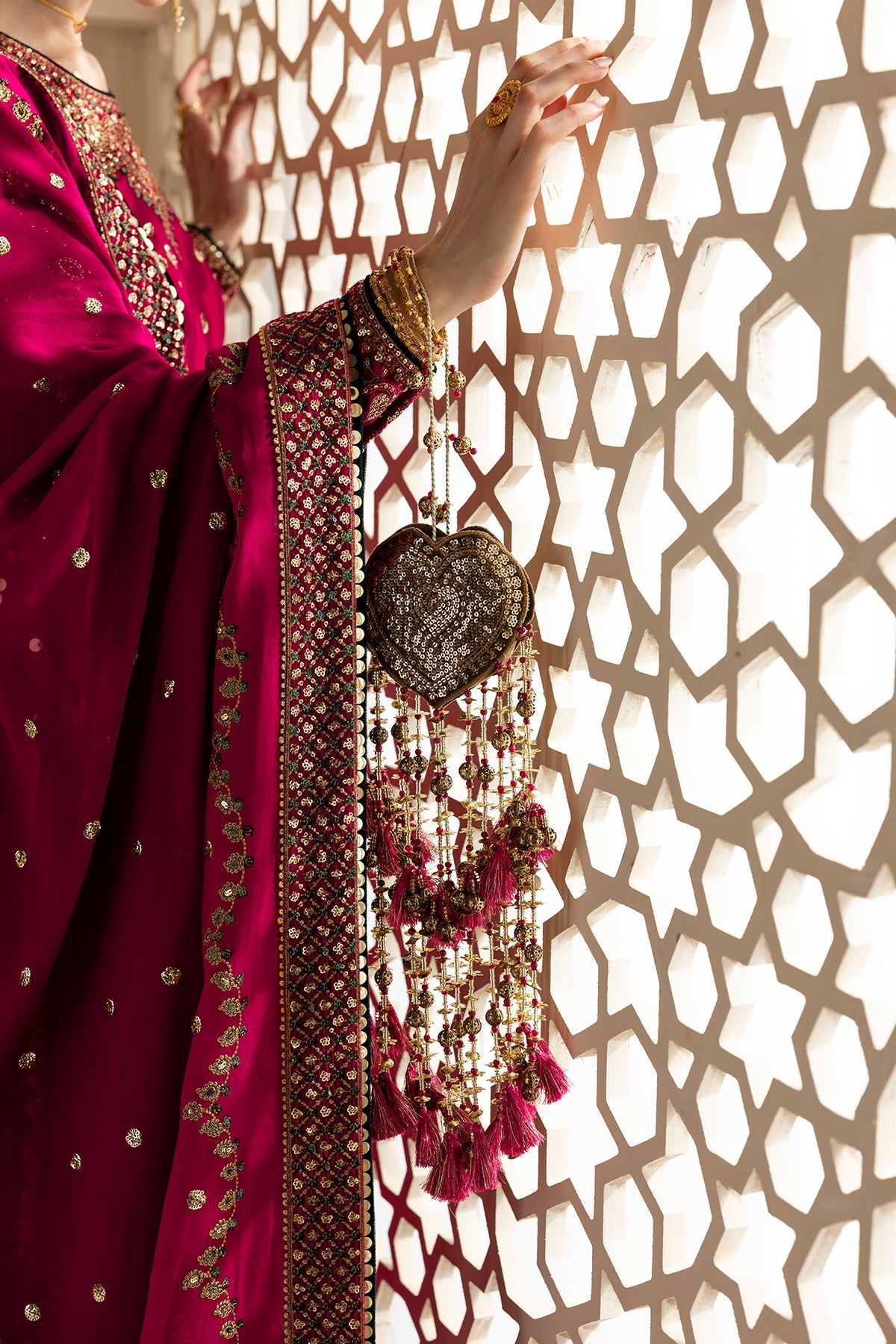 Embroidered Velvet Embellished Bag D-06
