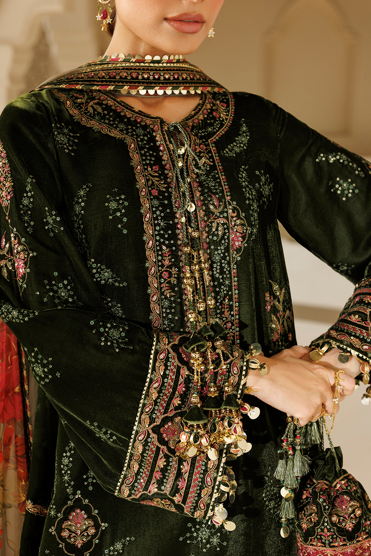 Embroidered Velvet Formal VF-2043