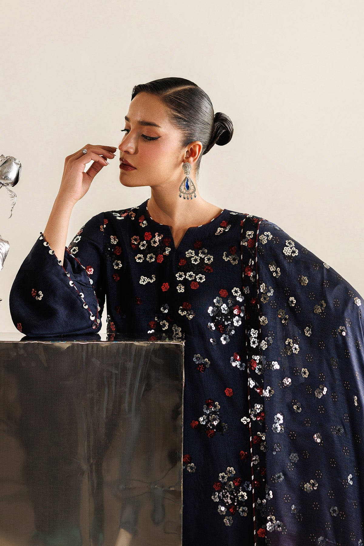 Embroidered Raw Silk UR-7064