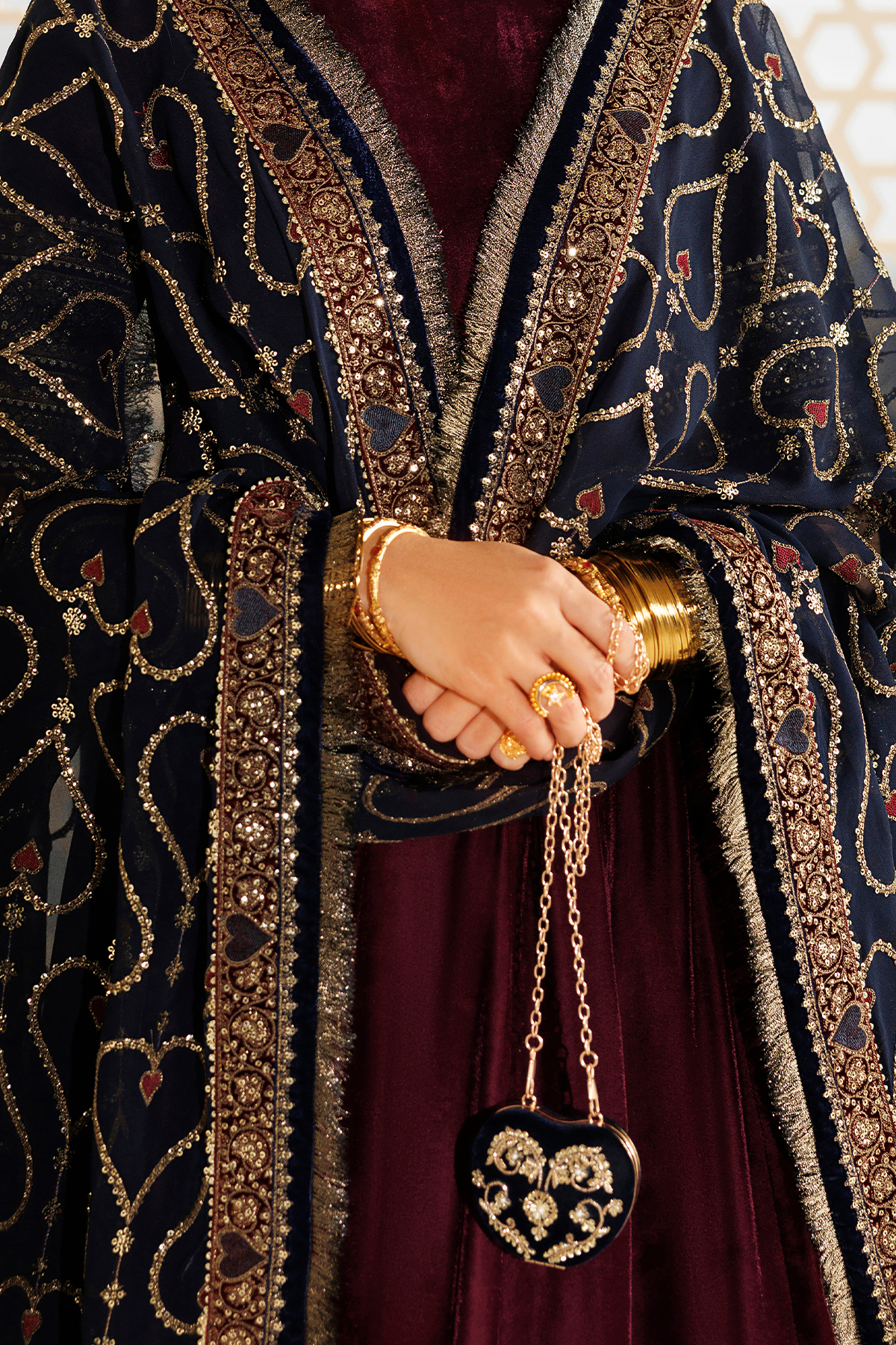 Embroidered Velvet Clutch D-03