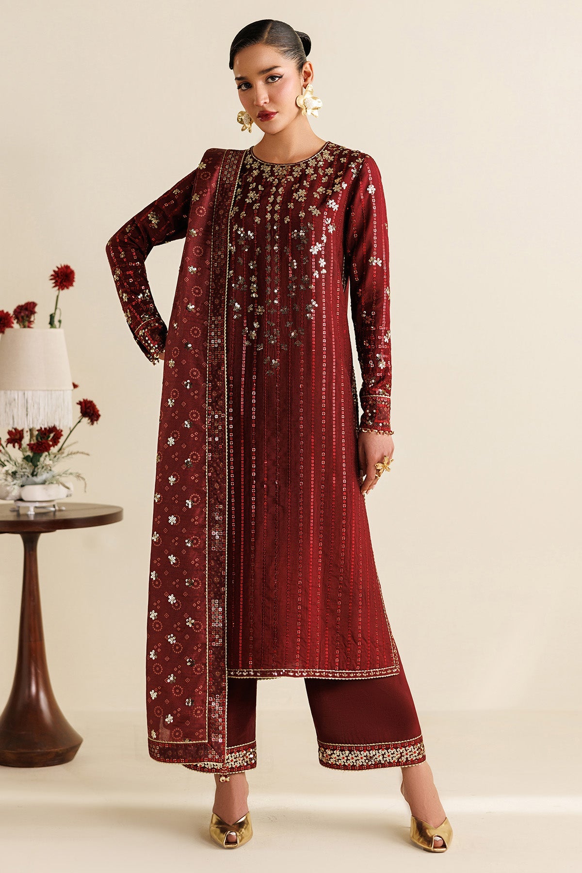Embroidered Raw Silk UR-7070