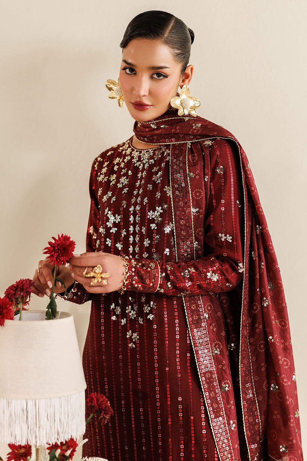 Embroidered Raw Silk UR-7070