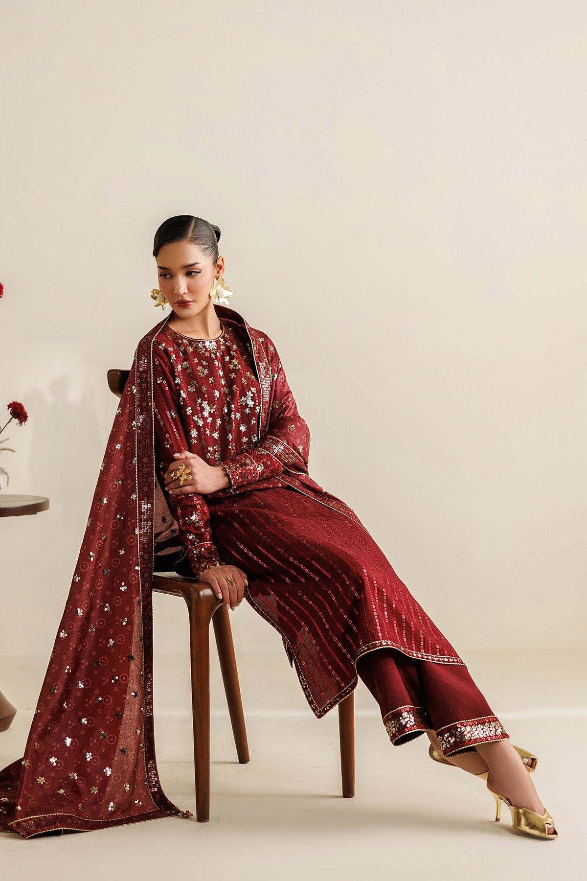 Embroidered Raw Silk UR-7070