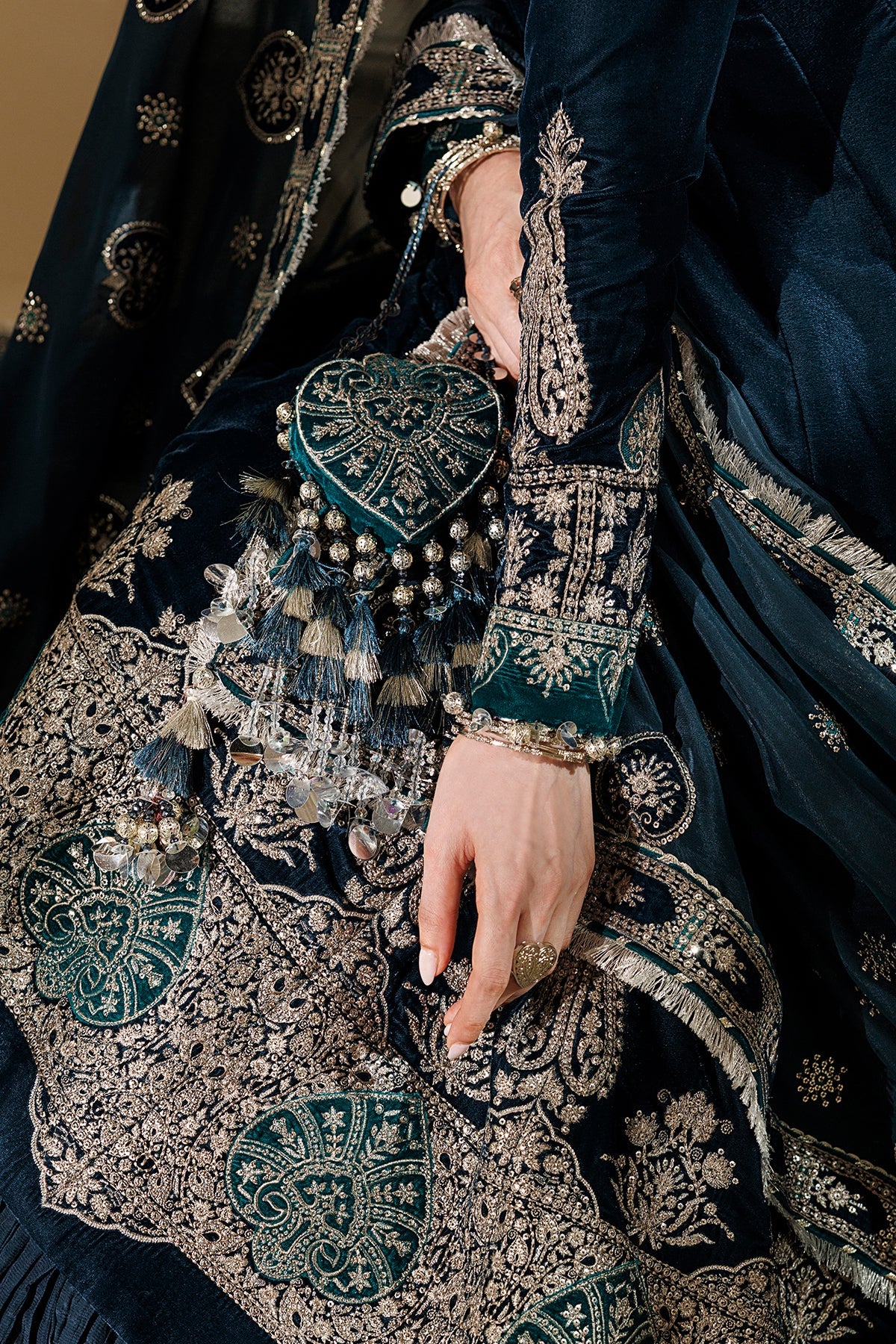 Embroidered Velvet Embellished Bag D-09
