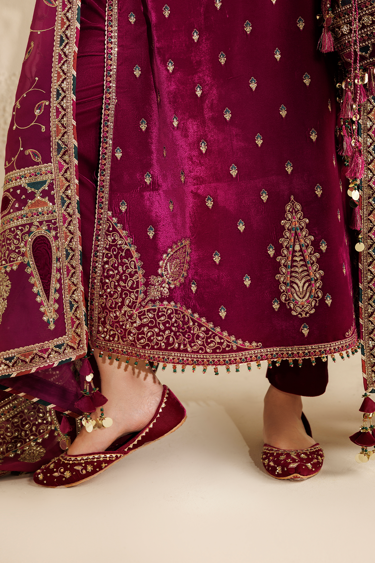 Embroidered Velvet Khussa D-05