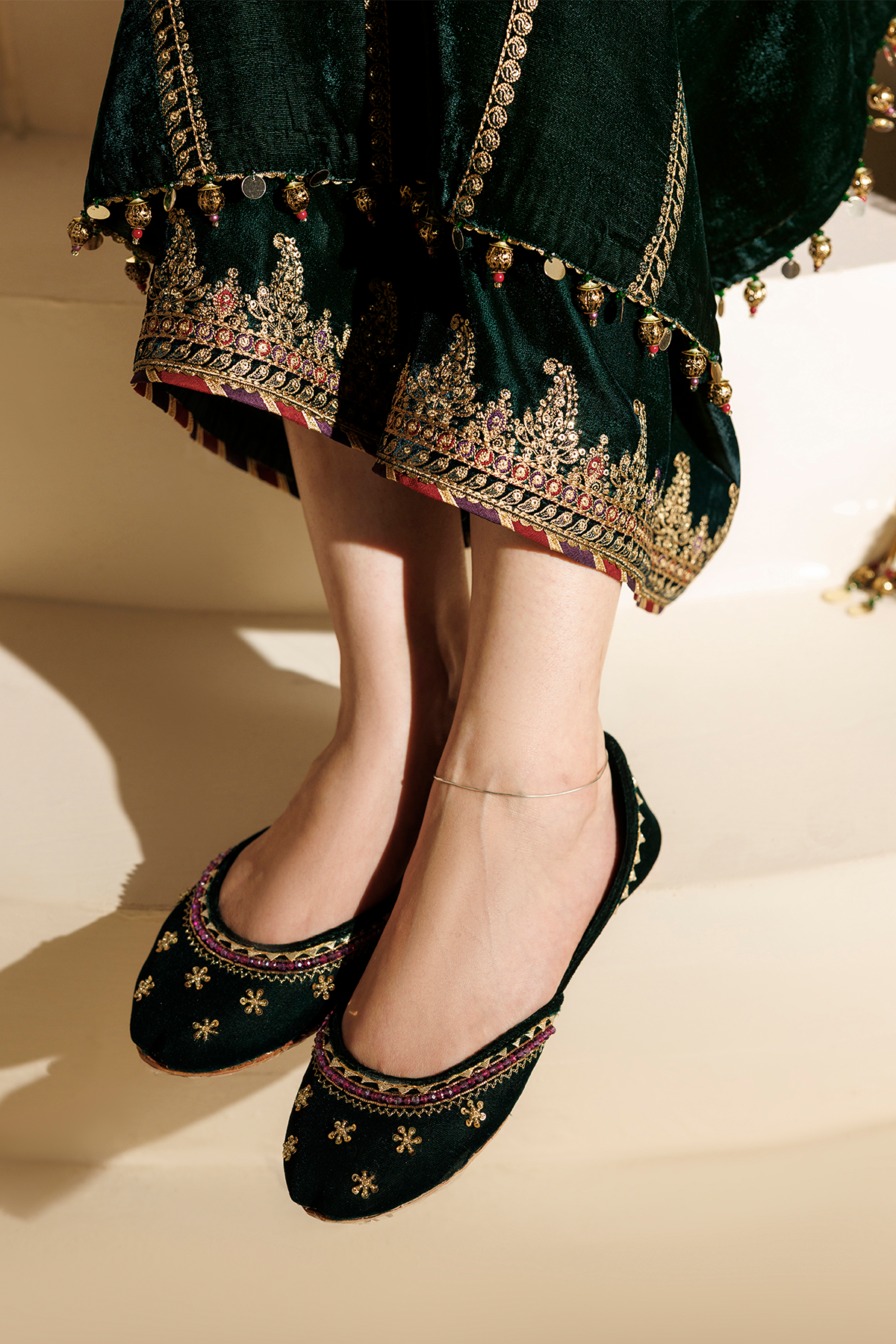 Embroidered Velvet Khussa D-04