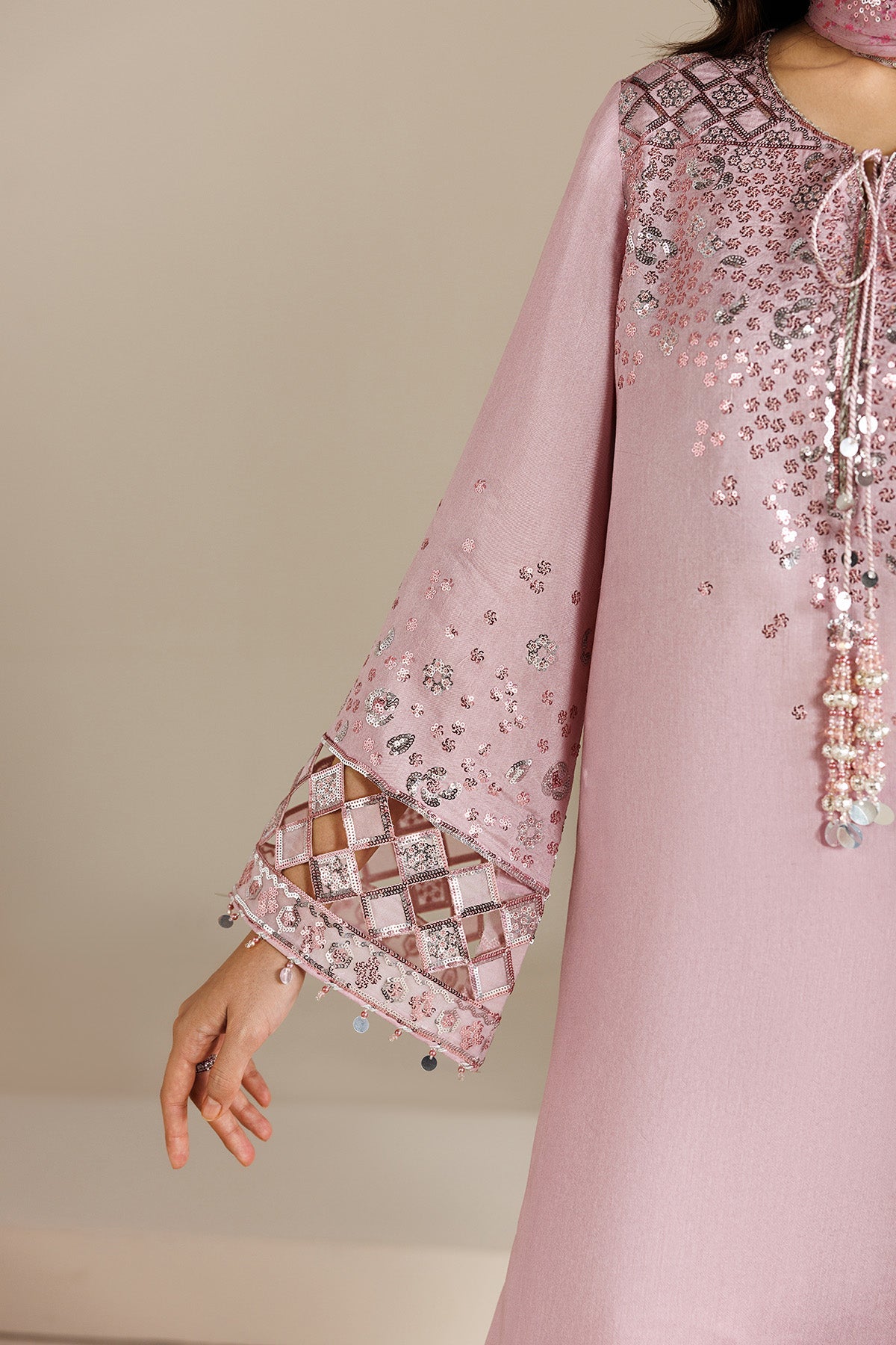 EMBROIDERED RAW SILK UR-7082