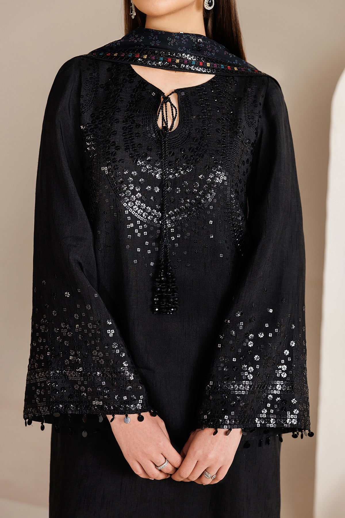 EMBROIDERED RAW SILK UR-7081