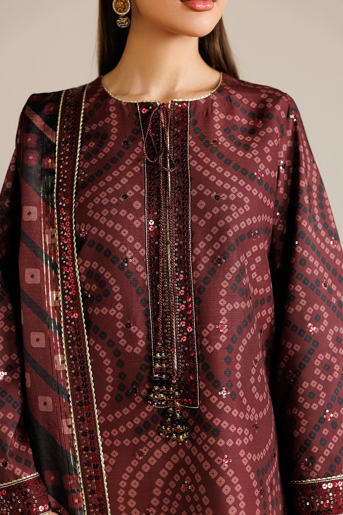 EMBROIDERED RAW SILK UR-7079