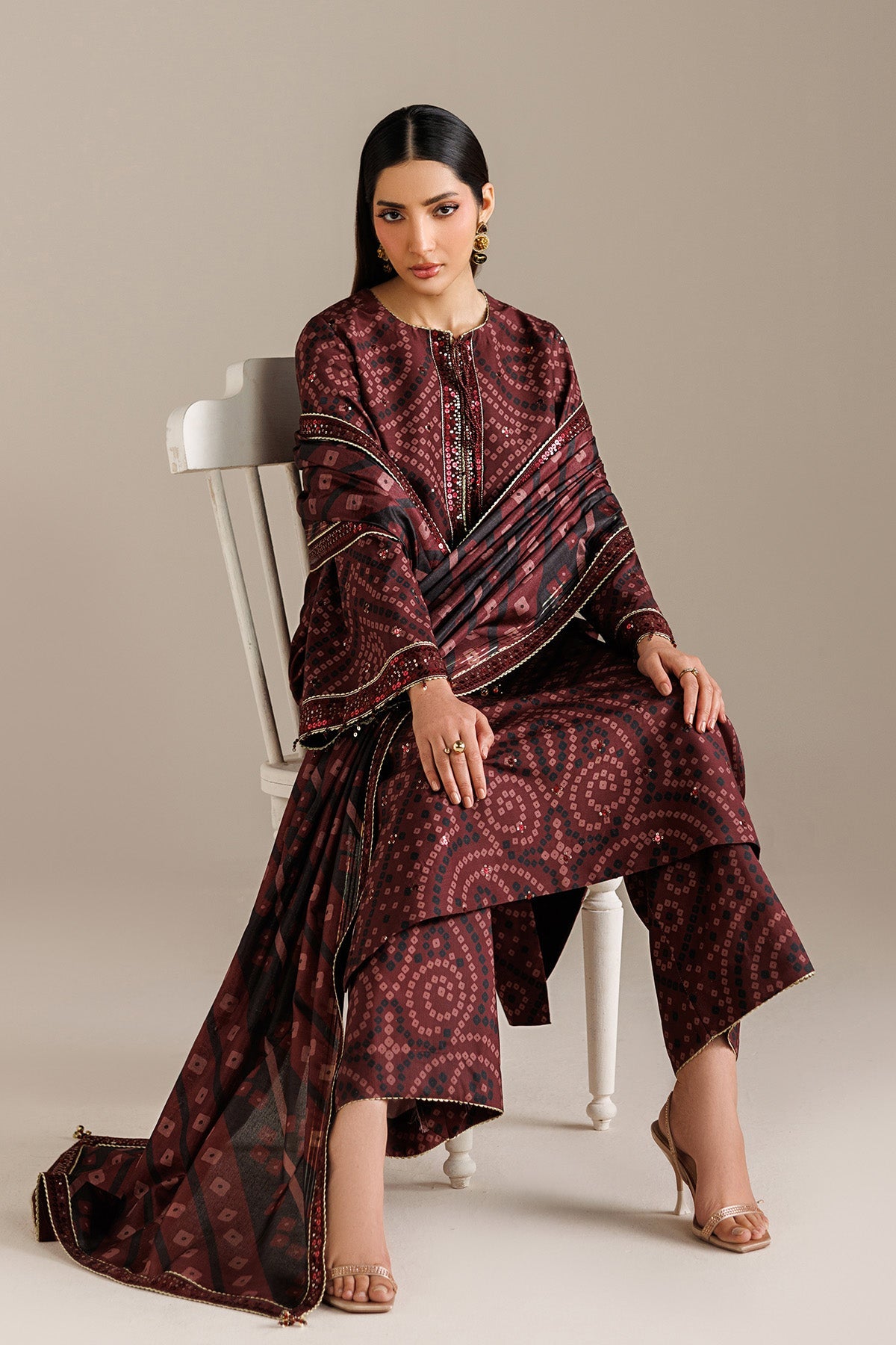 EMBROIDERED RAW SILK UR-7079