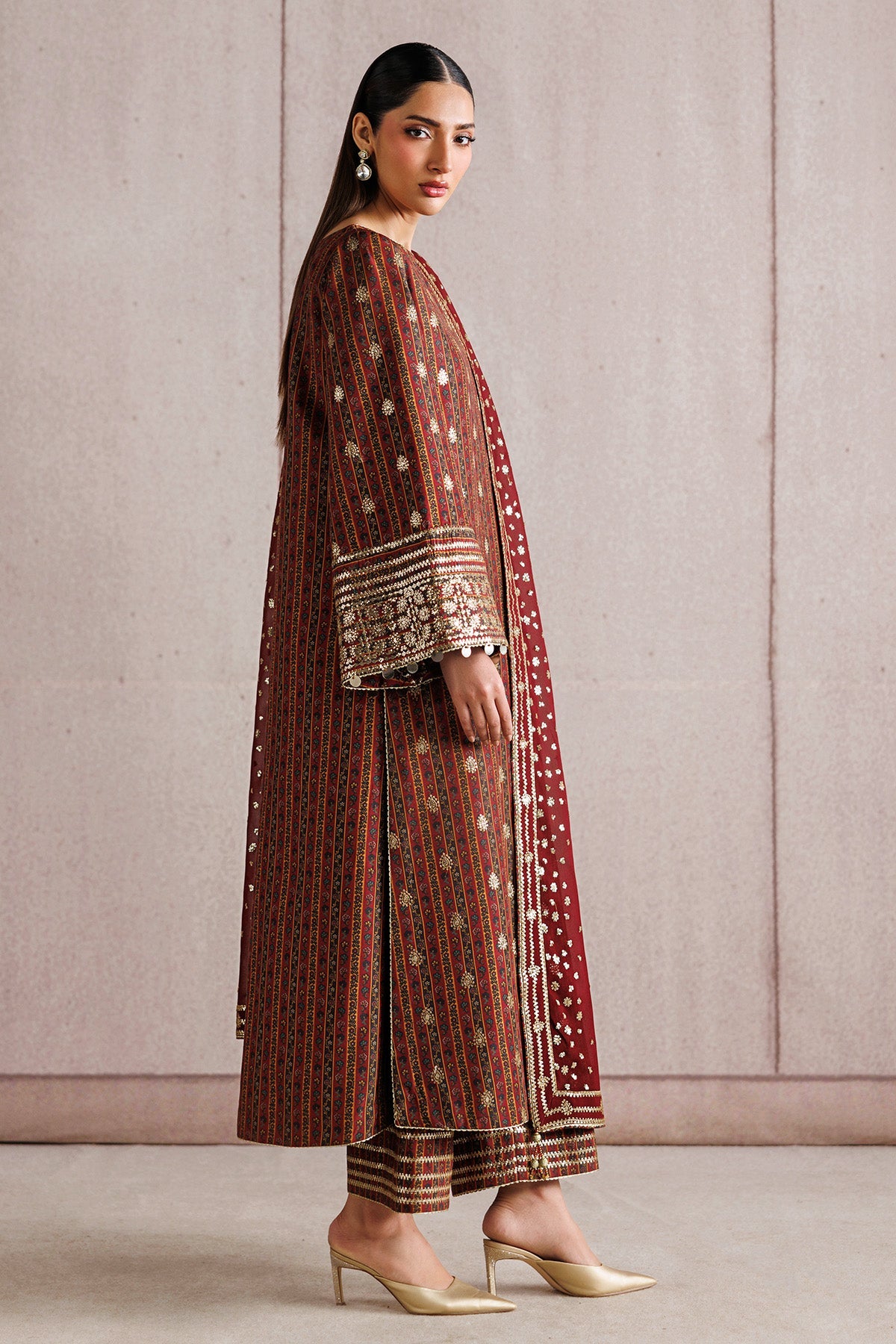 EMBROIDERED RAW SILK UR-7076