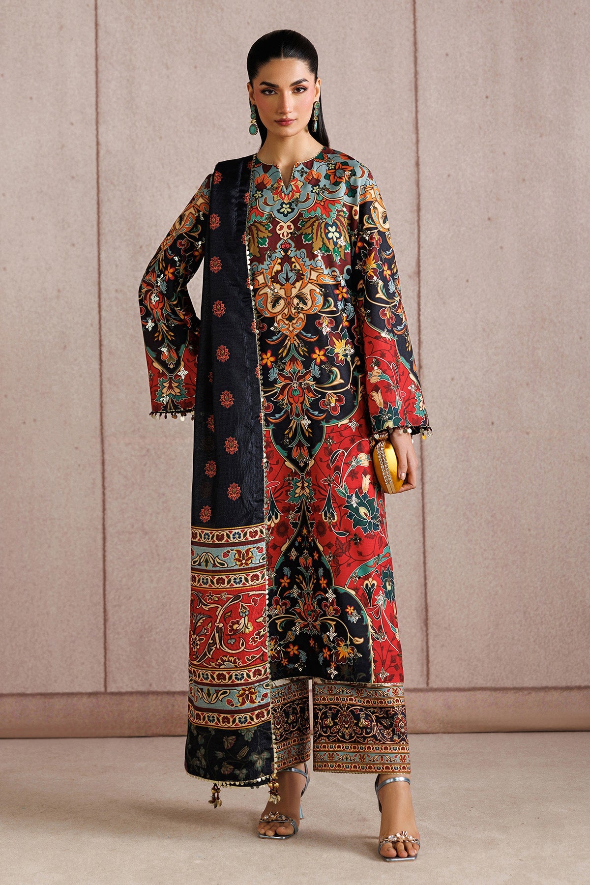 EMBROIDERED RAW SILK UR-7083