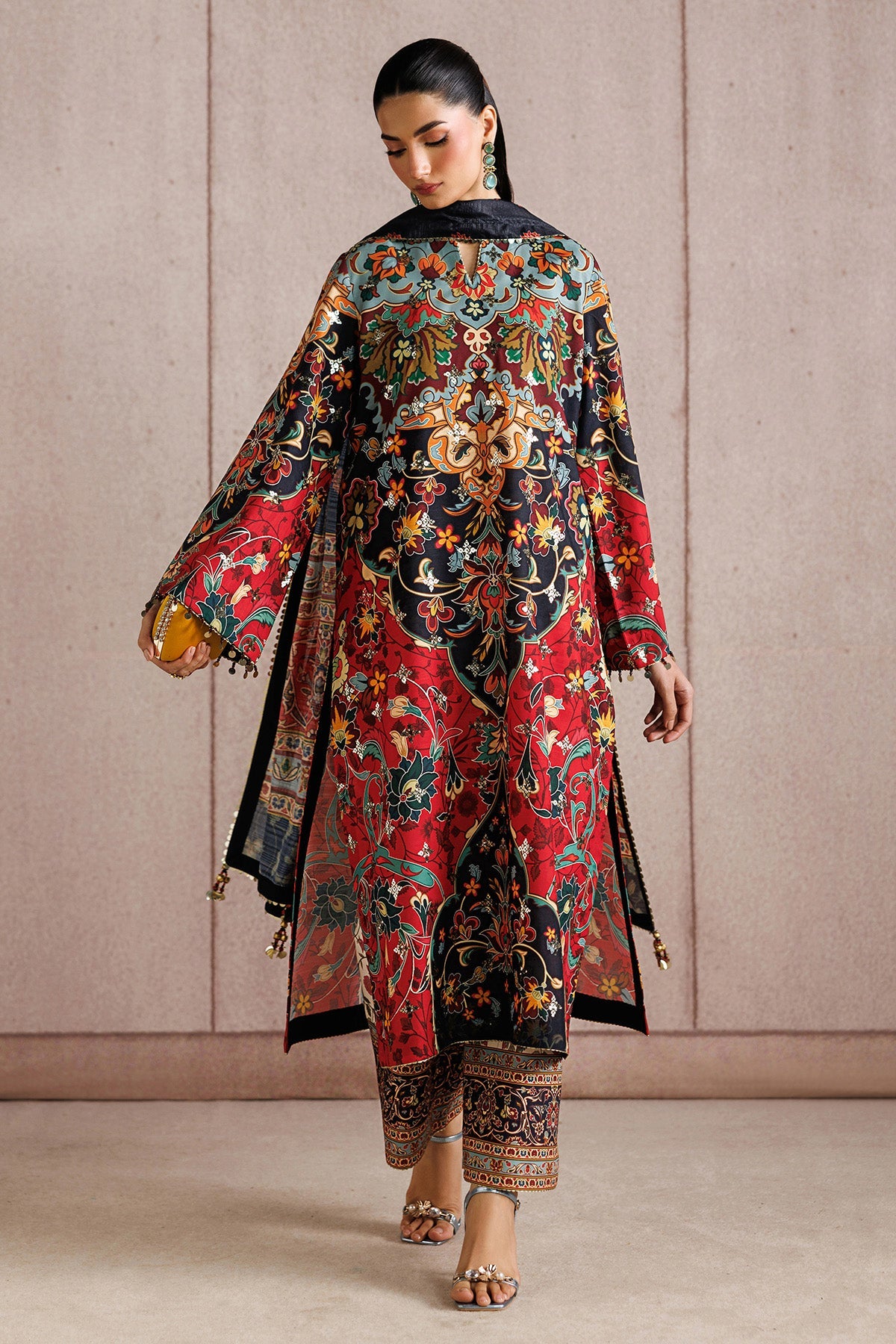 EMBROIDERED RAW SILK UR-7083