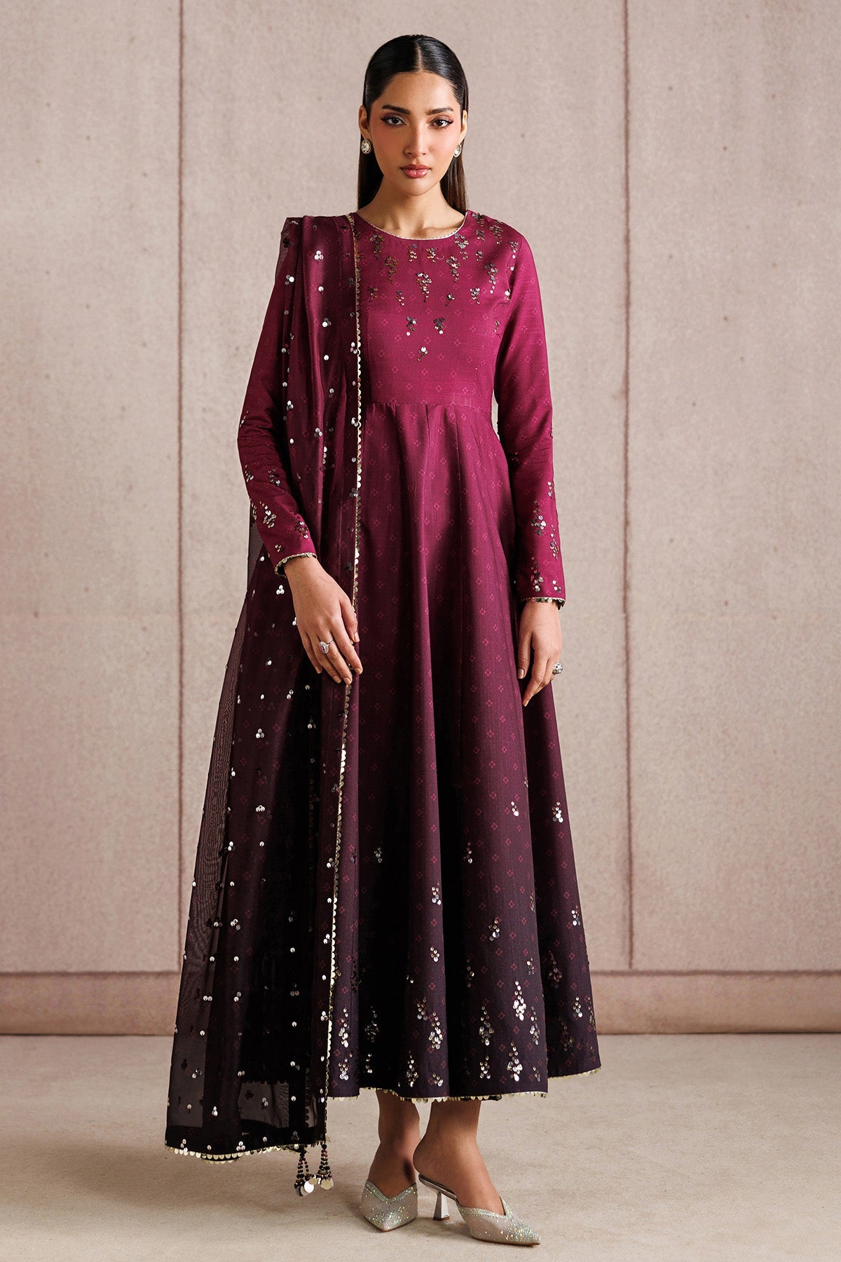 EMBROIDERED RAW SILK UR-7073