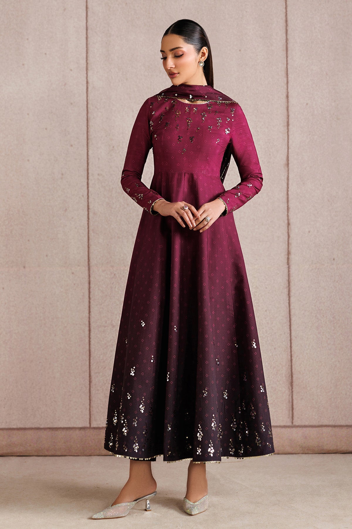EMBROIDERED RAW SILK UR-7073