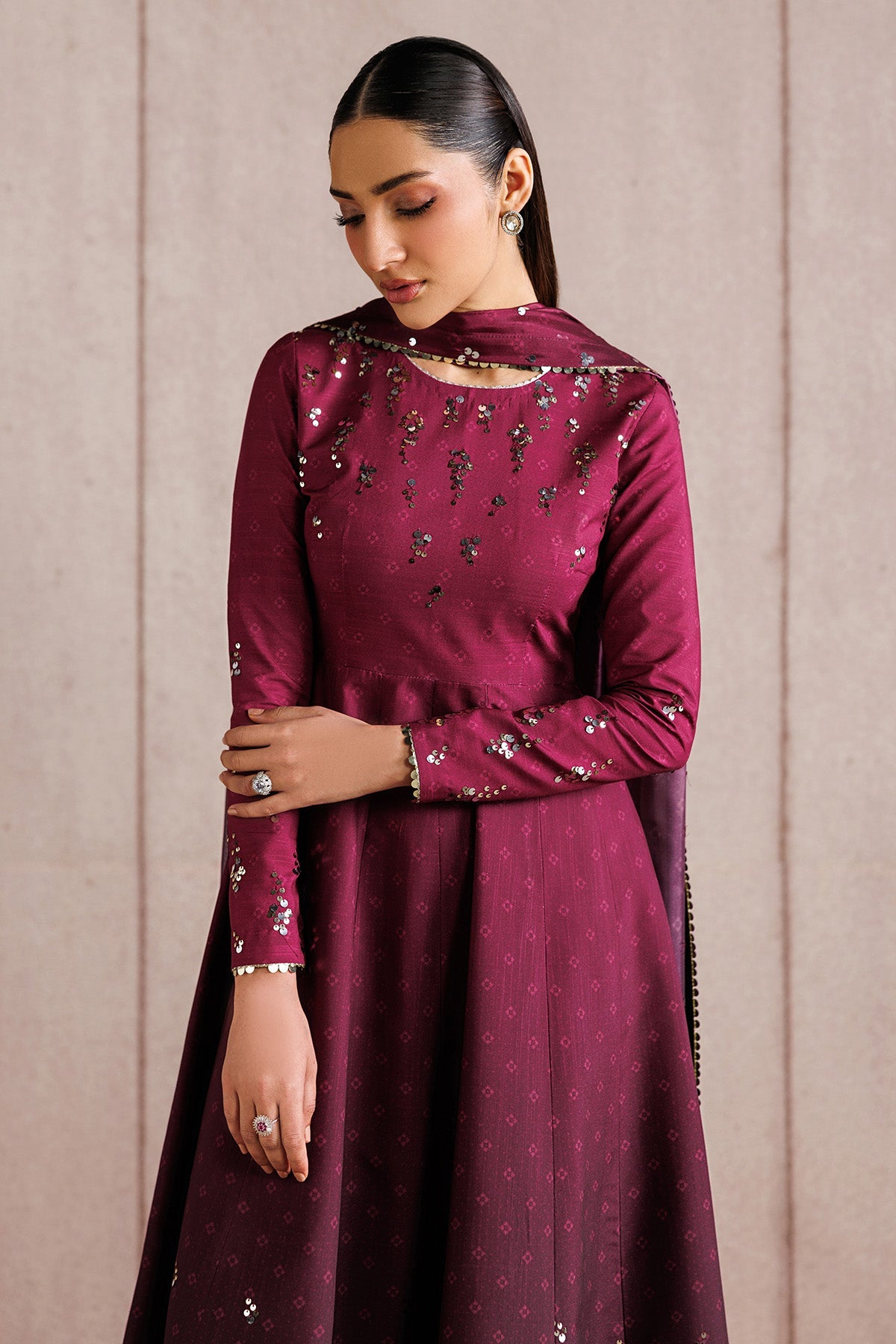 EMBROIDERED RAW SILK UR-7073
