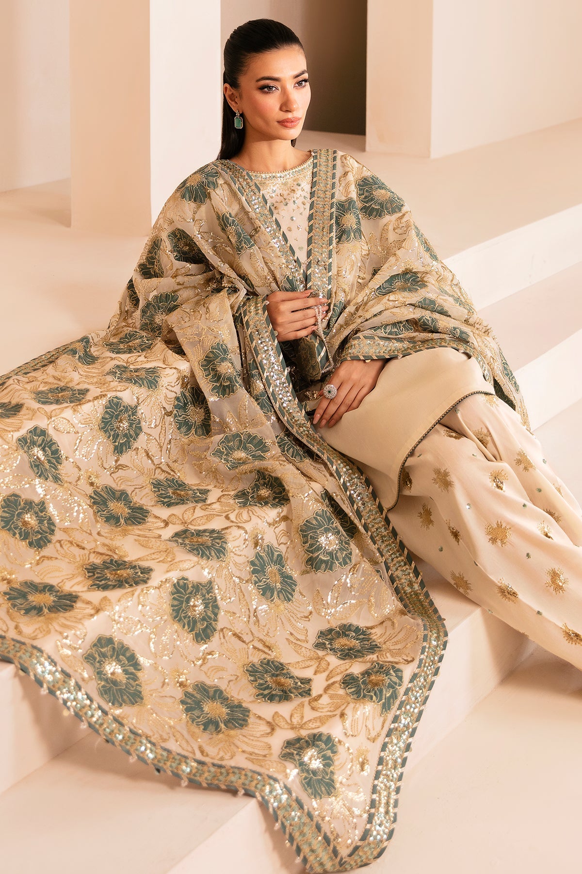 premium embroidered raw silk