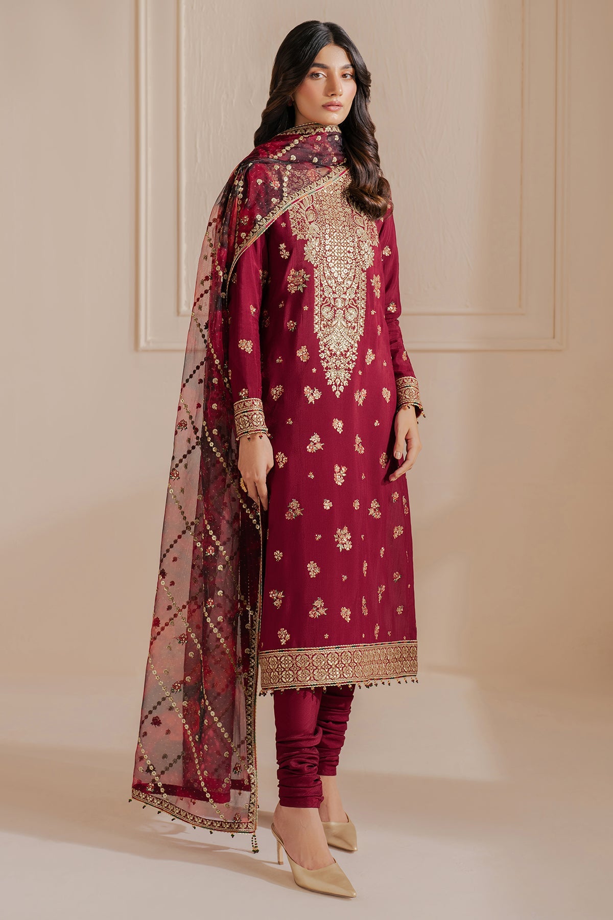 Embroidered Raw Silk UR-7052